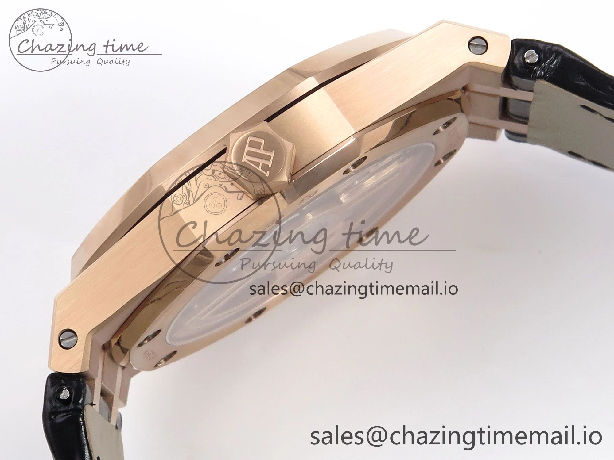 Royal Oak 41mm 15510 “50th Anniversary” RG IPF 1:1 Best Edition Blue Textured Dial on Blue Leather Strap SA4302 Super Clone