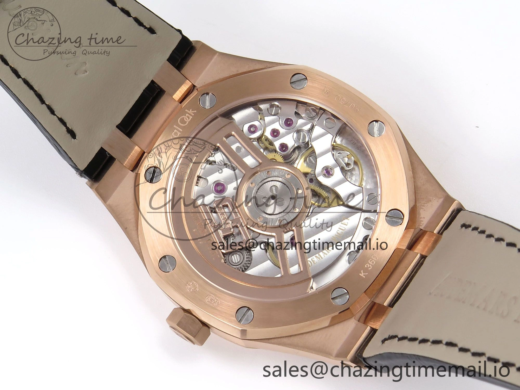 Royal Oak 41mm 15510 “50th Anniversary” RG IPF 1:1 Best Edition Blue Textured Dial on Blue Leather Strap SA4302 Super Clone