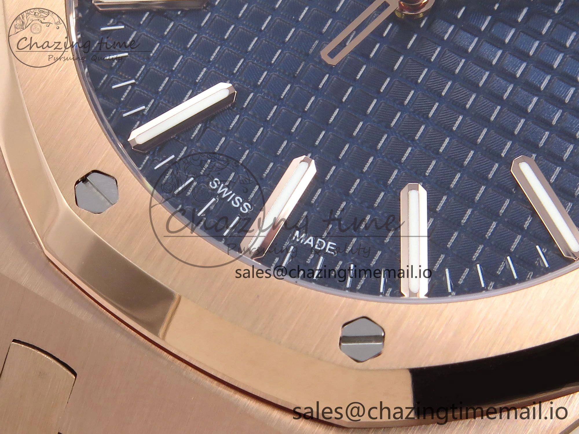 Royal Oak 41mm 15510 “50th Anniversary” RG IPF 1:1 Best Edition Blue Textured Dial on RG Bracelet SA4302 Super Clone
