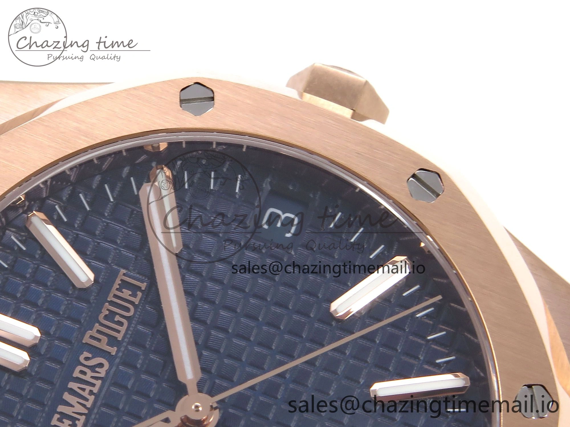 Royal Oak 41mm 15510 “50th Anniversary” RG IPF 1:1 Best Edition Blue Textured Dial on RG Bracelet SA4302 Super Clone