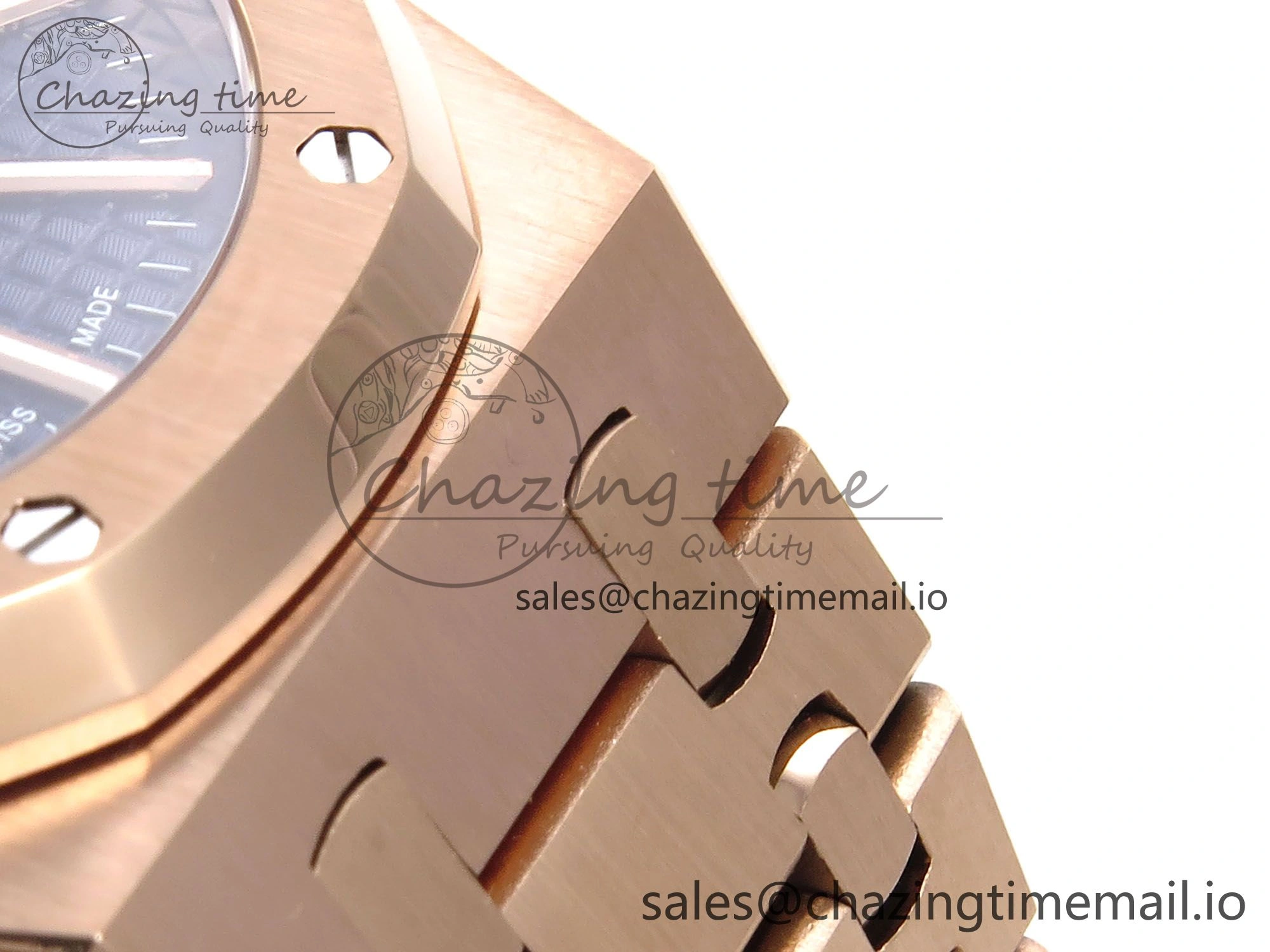 Royal Oak 41mm 15510 “50th Anniversary” RG IPF 1:1 Best Edition Blue Textured Dial on RG Bracelet SA4302 Super Clone