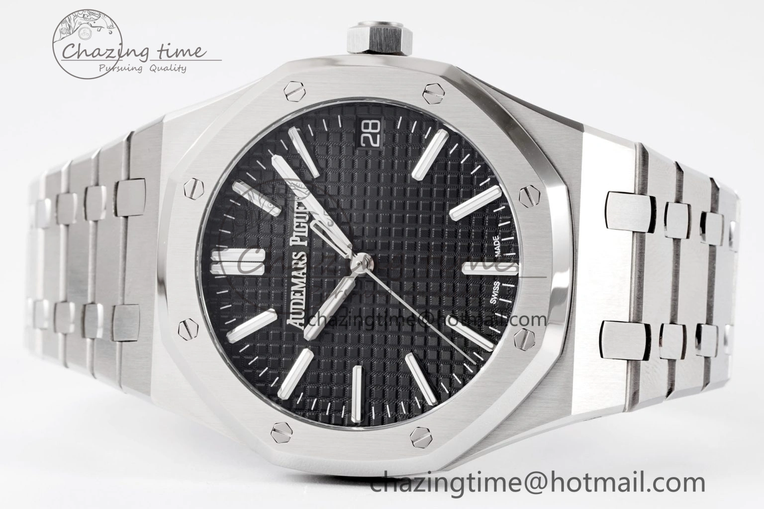 Royal Oak 41mm 15510 “50th Anniversary” SS APSF 1:1 Best Edition Black Dial on SS Bracelet SA4302 Super Clone