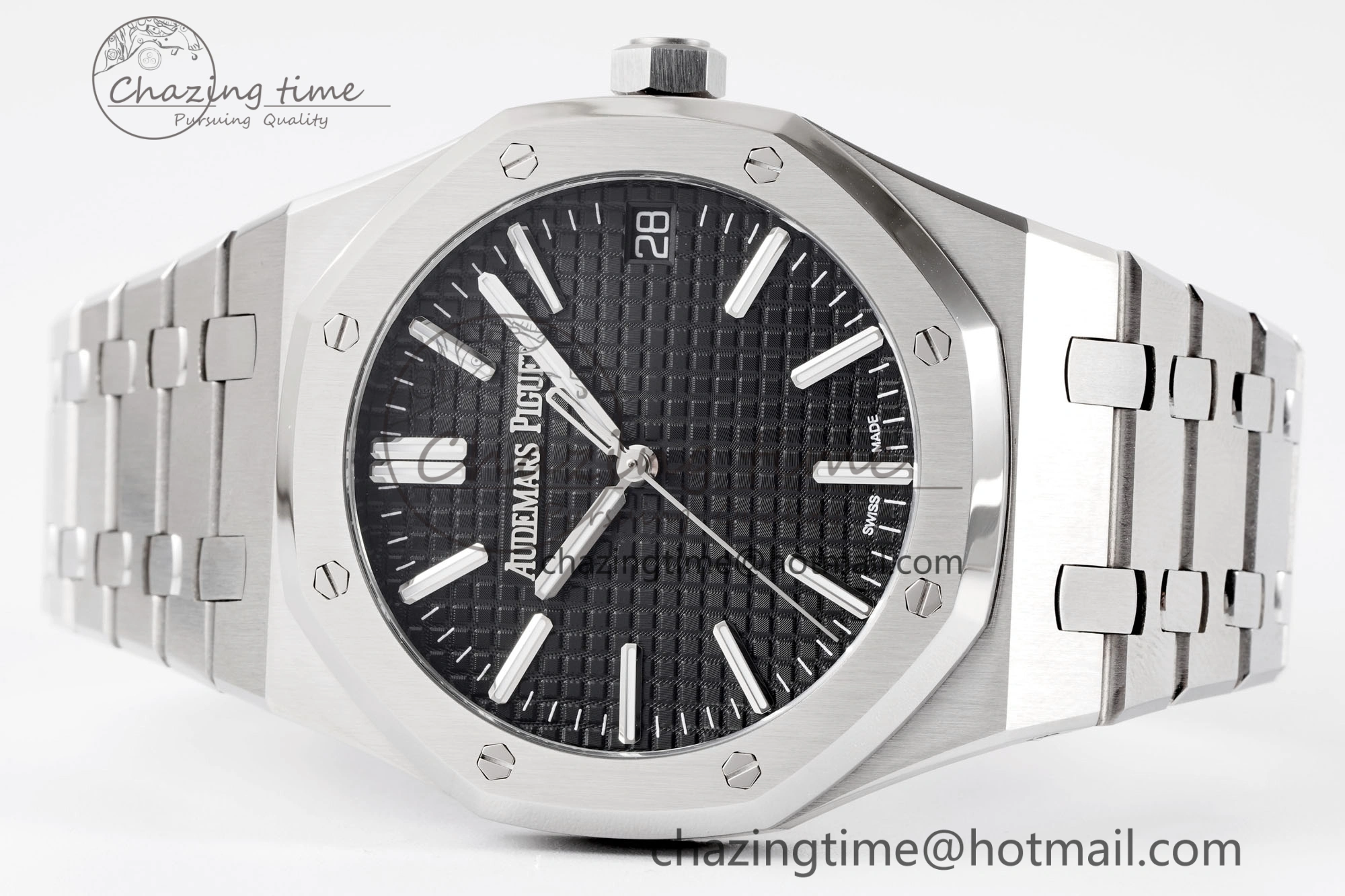 Royal Oak 41mm 15510 “50th Anniversary” SS APSF 1:1 Best Edition Black Dial on SS Bracelet SA4302 Super Clone
