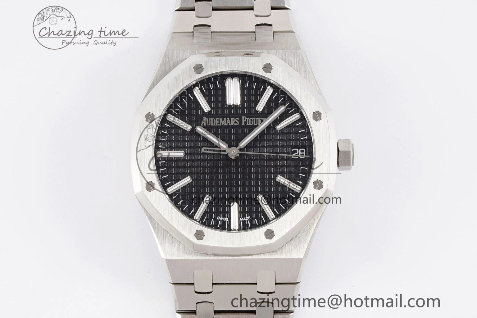 Royal Oak 41mm 15510 “50th Anniversary” SS APSF 1:1 Best Edition Black Dial on SS Bracelet SA4302 Super Clone
