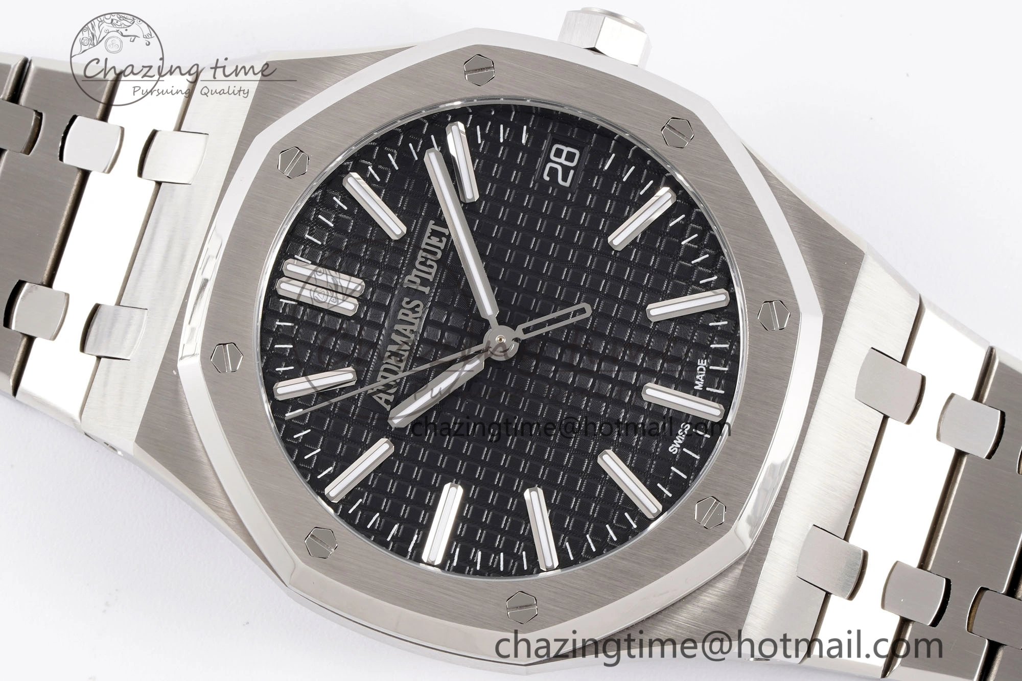 Royal Oak 41mm 15510 “50th Anniversary” SS APSF 1:1 Best Edition Black Dial on SS Bracelet SA4302 Super Clone