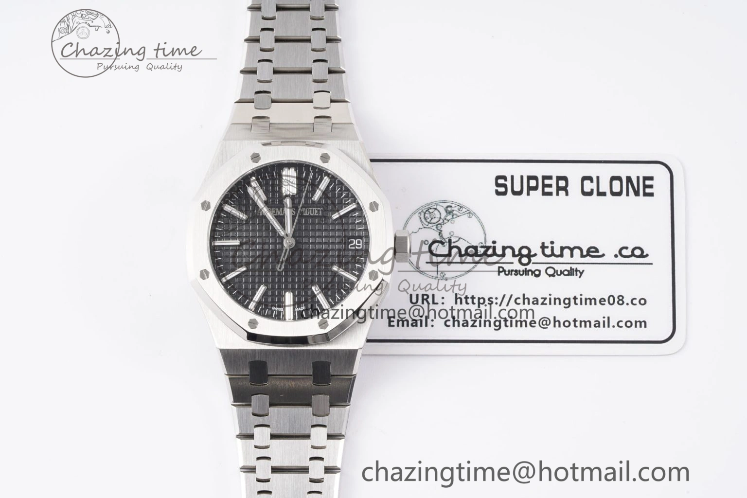 Royal Oak 41mm 15510 “50th Anniversary” SS APSF 1:1 Best Edition Black Dial on SS Bracelet SA4302 Super Clone