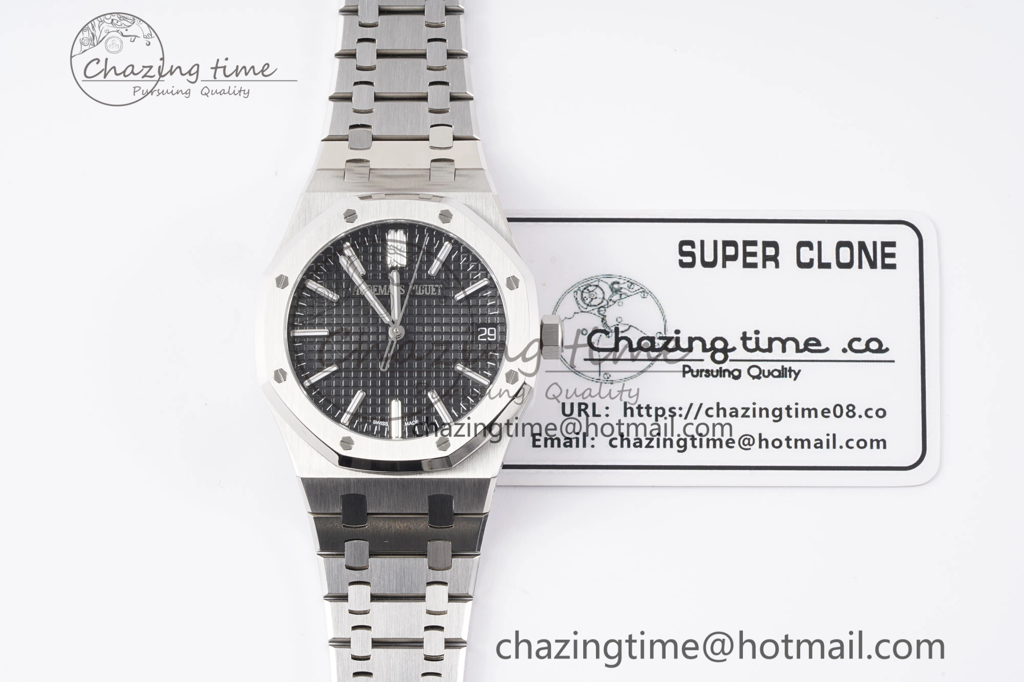 Royal Oak 41mm 15510 “50th Anniversary” SS APSF 1:1 Best Edition Black Dial on SS Bracelet SA4302 Super Clone