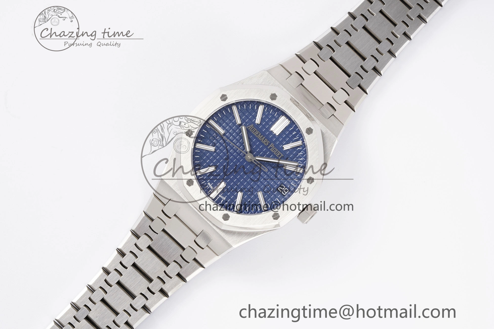 Royal Oak 41mm 15510 “50th Anniversary” SS APSF 1:1 Best Edition Blue Dial on SS Bracelet SA4302 Super Clone