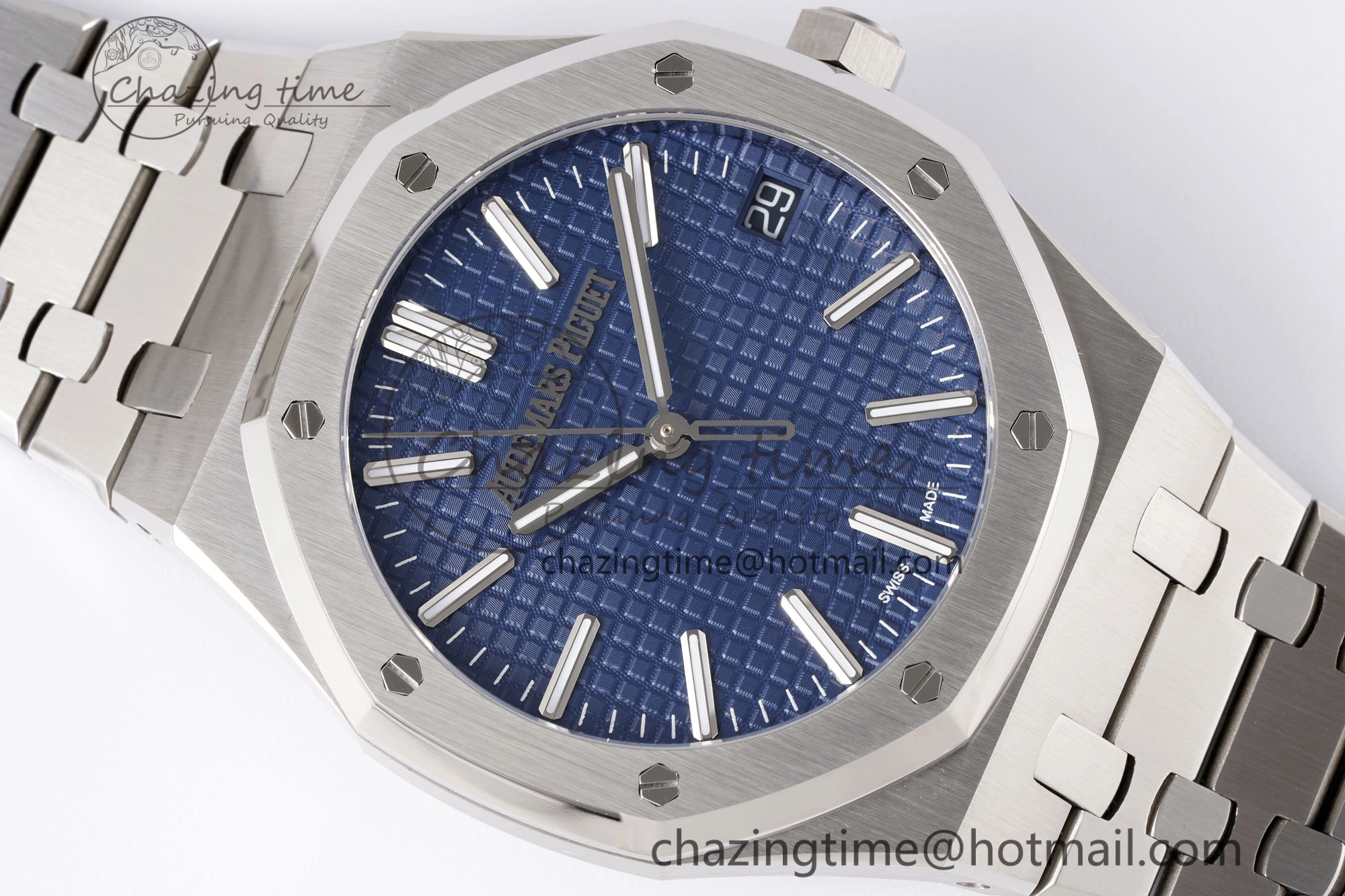 Royal Oak 41mm 15510 “50th Anniversary” SS APSF 1:1 Best Edition Blue Dial on SS Bracelet SA4302 Super Clone