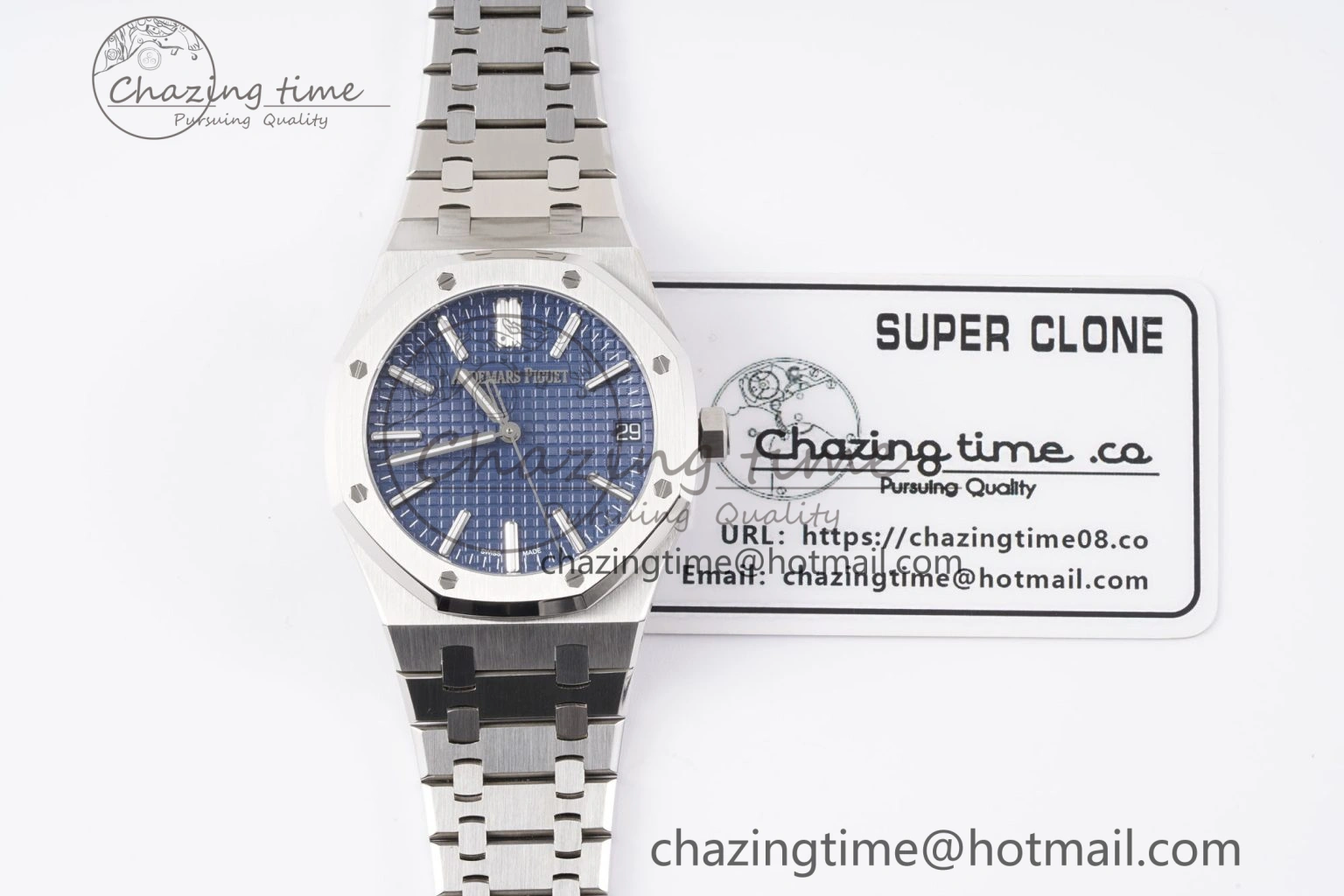 Royal Oak 41mm 15510 “50th Anniversary” SS APSF 1:1 Best Edition Blue Dial on SS Bracelet SA4302 Super Clone