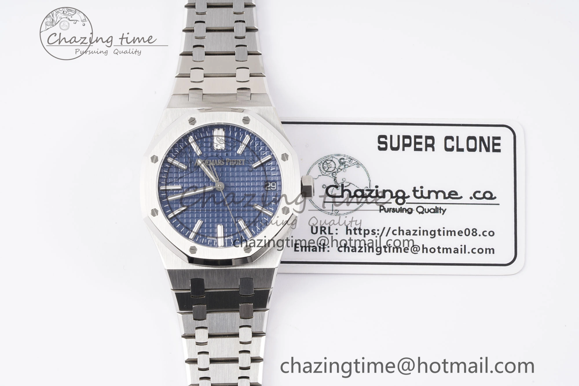 Royal Oak 41mm 15510 “50th Anniversary” SS APSF 1:1 Best Edition Blue Dial on SS Bracelet SA4302 Super Clone