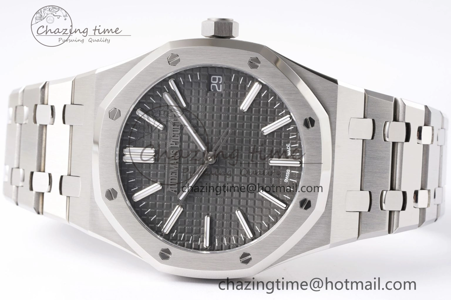 Royal Oak 41mm 15510 “50th Anniversary” SS APSF 1:1 Best Edition Gray Dial on SS Bracelet SA4302 Super Clone