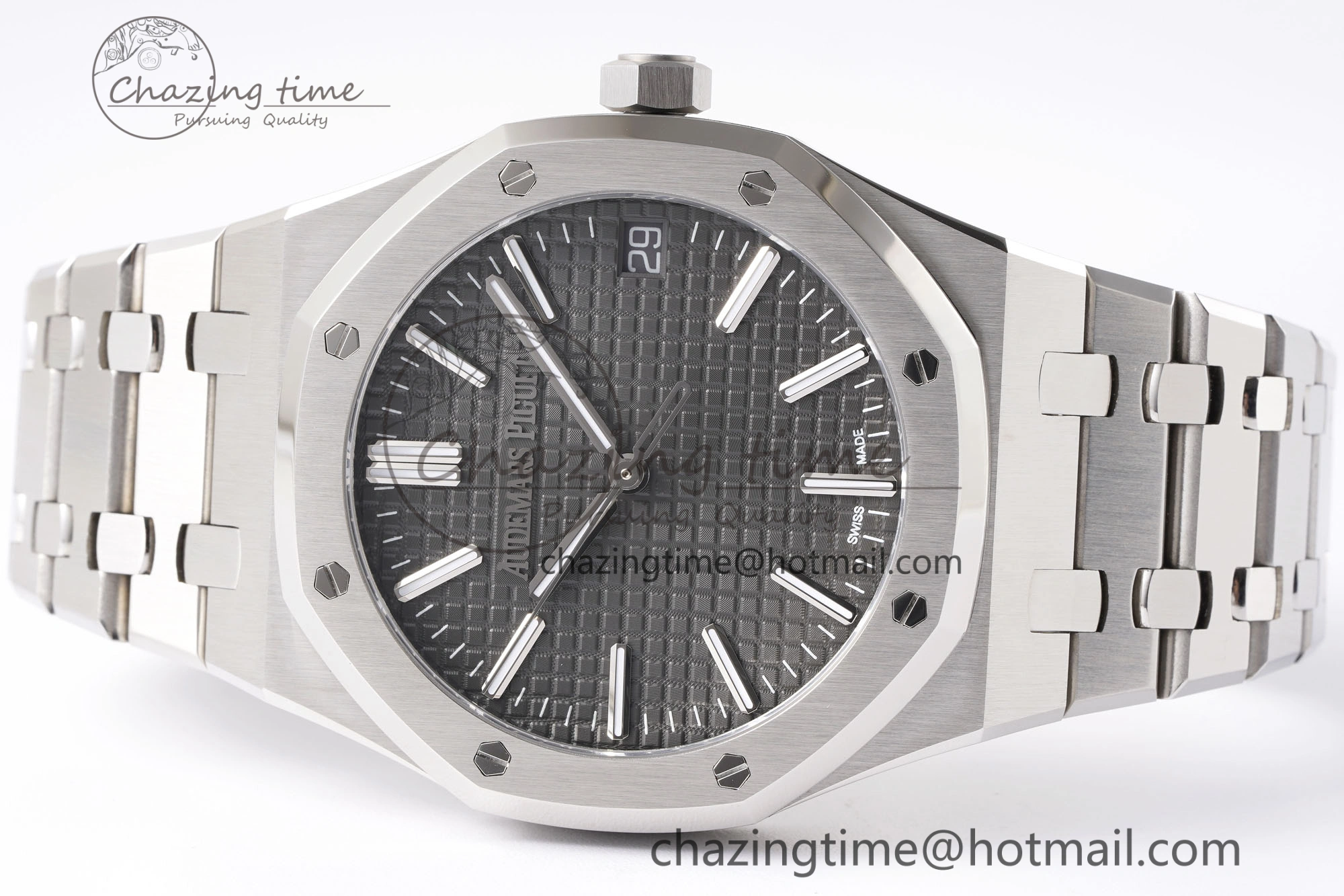 Royal Oak 41mm 15510 “50th Anniversary” SS APSF 1:1 Best Edition Gray Dial on SS Bracelet SA4302 Super Clone