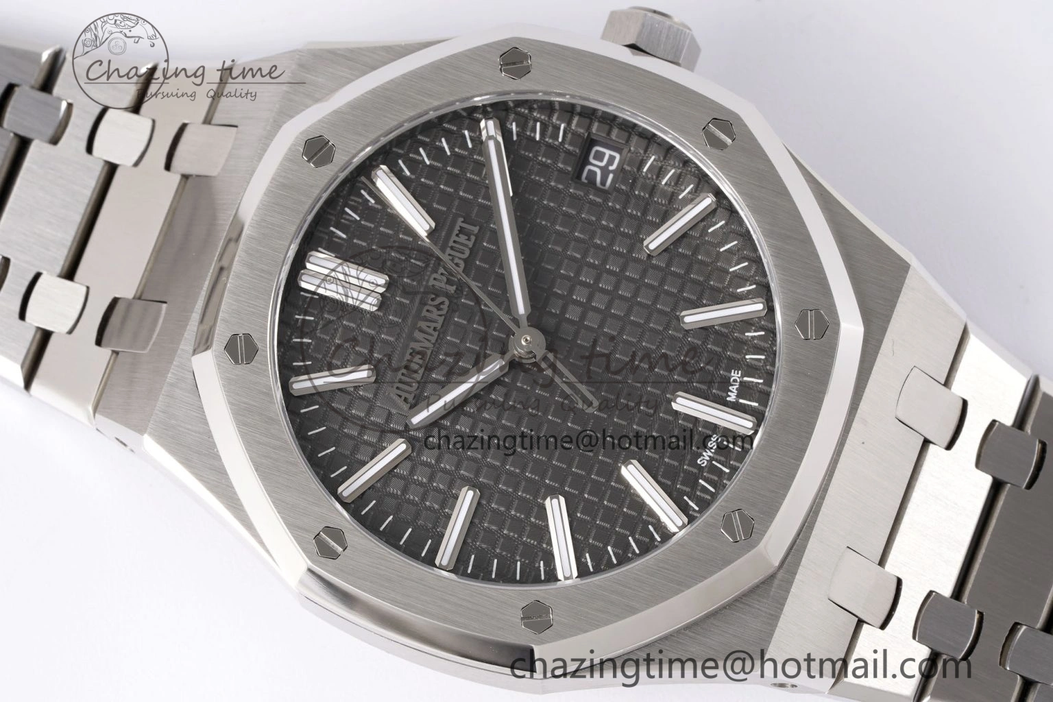 Royal Oak 41mm 15510 “50th Anniversary” SS APSF 1:1 Best Edition Gray Dial on SS Bracelet SA4302 Super Clone