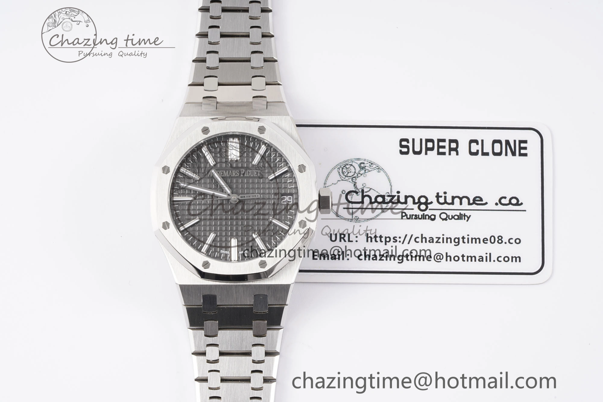 Royal Oak 41mm 15510 “50th Anniversary” SS APSF 1:1 Best Edition Gray Dial on SS Bracelet SA4302 Super Clone