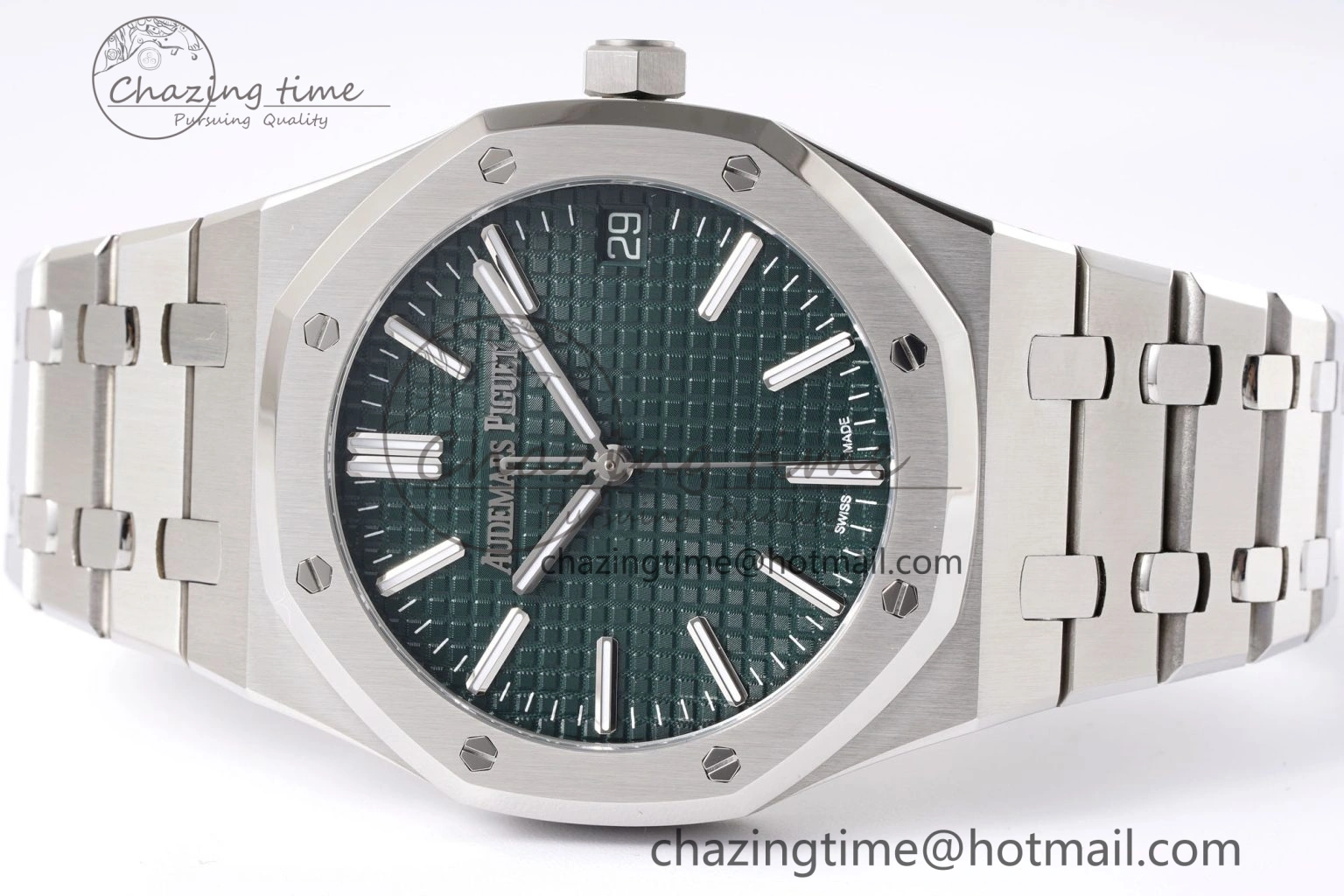 Royal Oak 41mm 15510 “50th Anniversary” SS APSF 1:1 Best Edition Green Dial on SS Bracelet SA4302 Super Clone