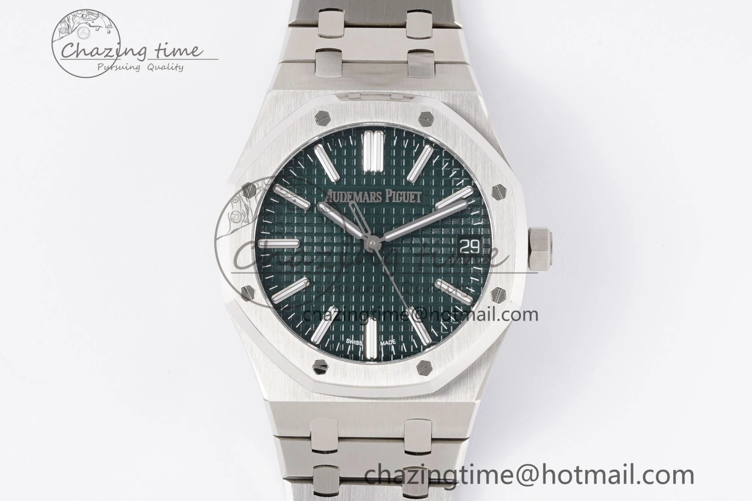 Royal Oak 41mm 15510 “50th Anniversary” SS APSF 1:1 Best Edition Green Dial on SS Bracelet SA4302 Super Clone