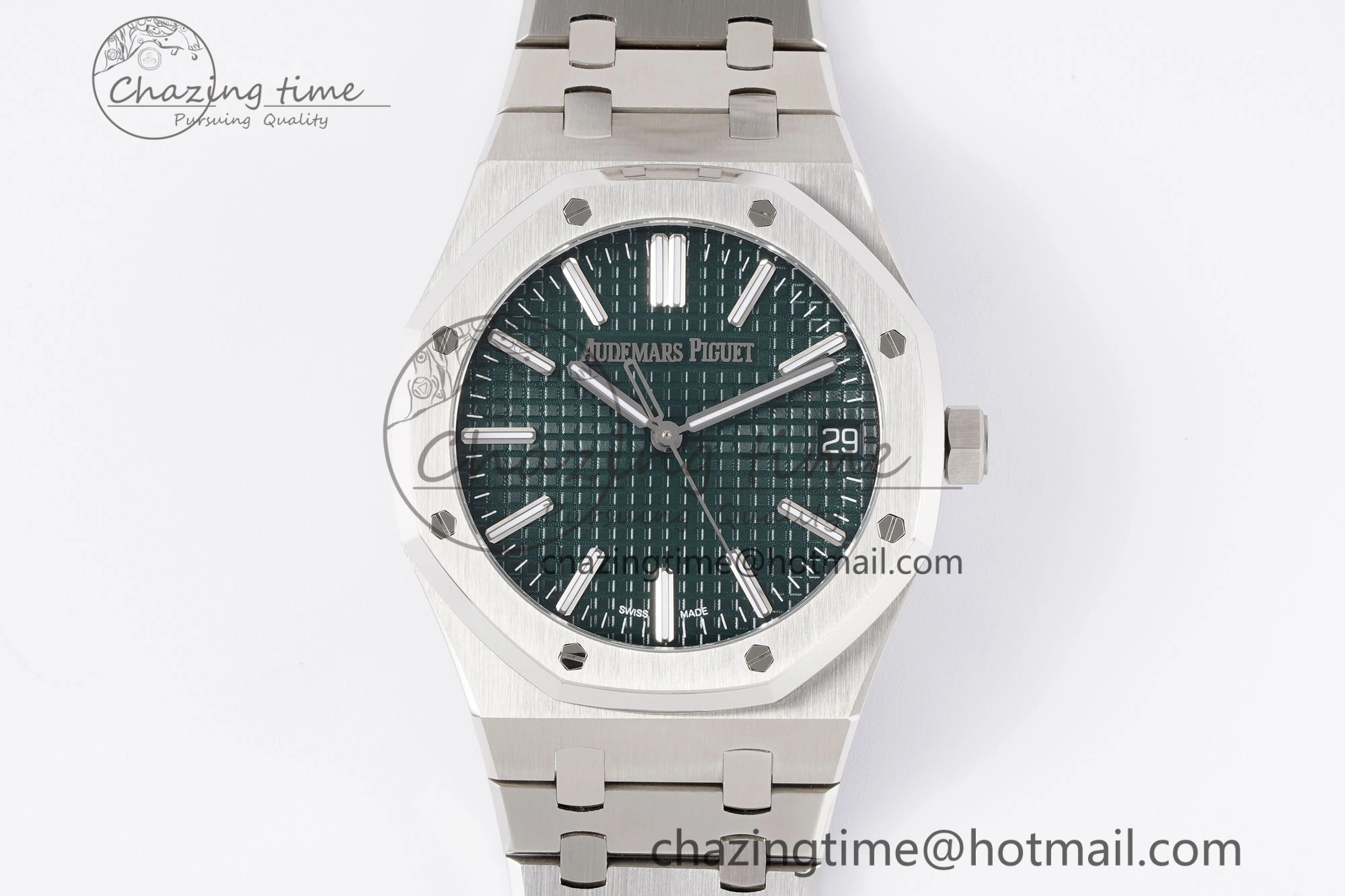 Royal Oak 41mm 15510 “50th Anniversary” SS APSF 1:1 Best Edition Green Dial on SS Bracelet SA4302 Super Clone