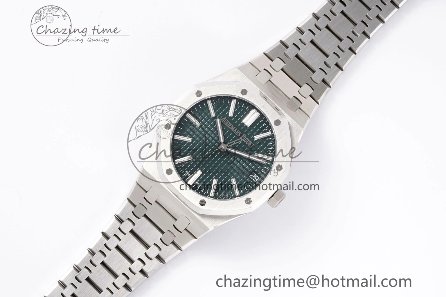 Royal Oak 41mm 15510 “50th Anniversary” SS APSF 1:1 Best Edition Green Dial on SS Bracelet SA4302 Super Clone