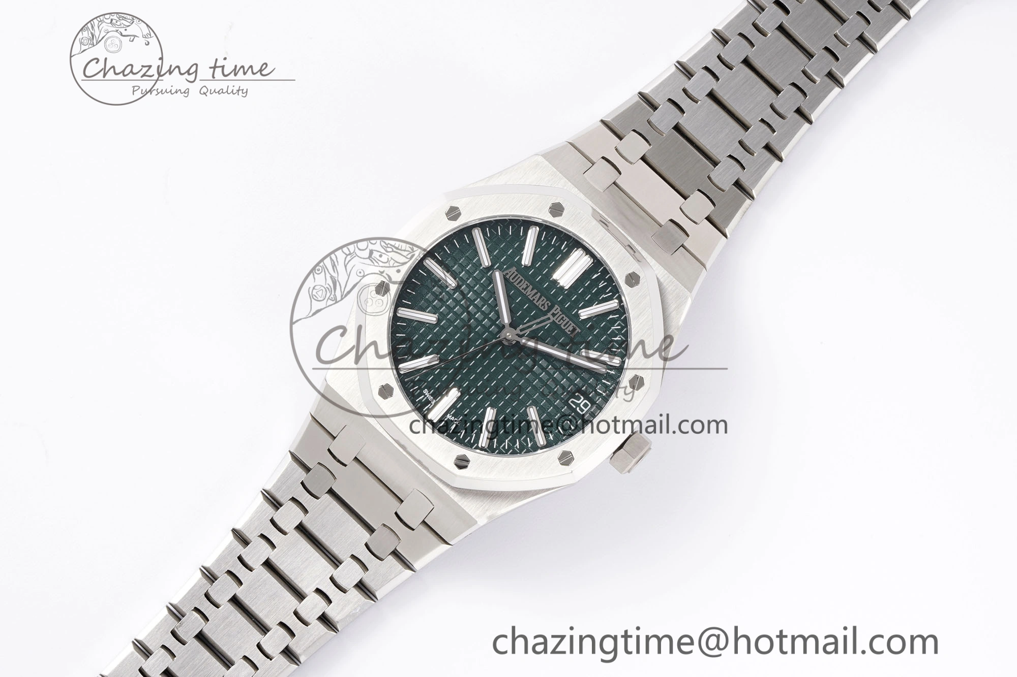 Royal Oak 41mm 15510 “50th Anniversary” SS APSF 1:1 Best Edition Green Dial on SS Bracelet SA4302 Super Clone