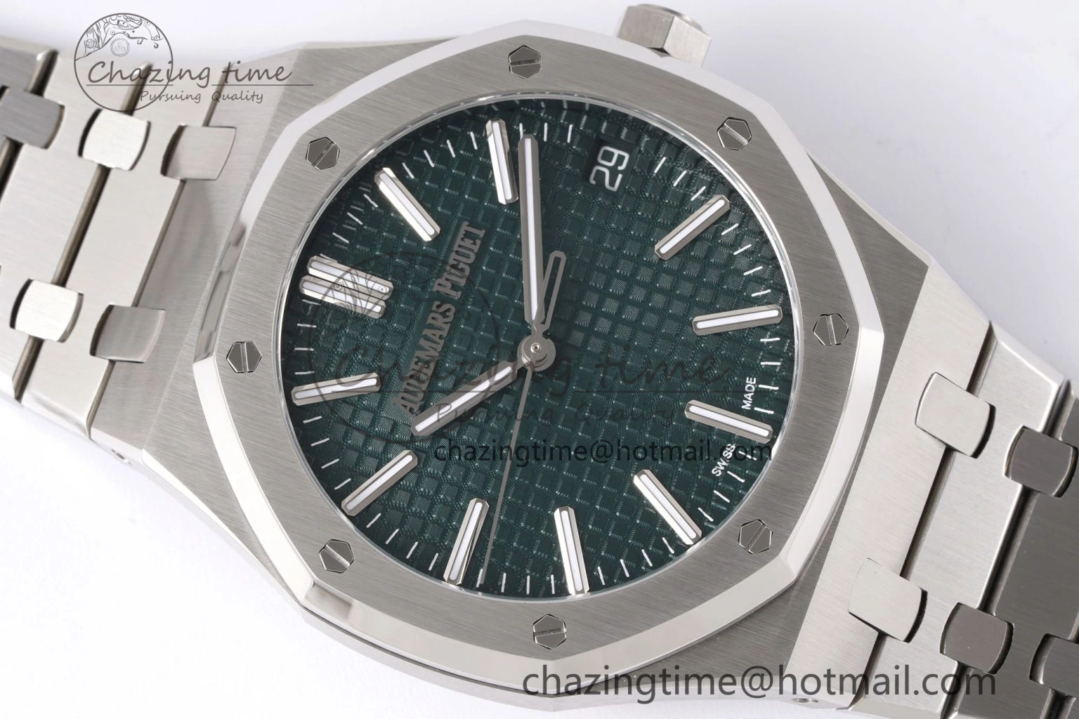 Royal Oak 41mm 15510 “50th Anniversary” SS APSF 1:1 Best Edition Green Dial on SS Bracelet SA4302 Super Clone
