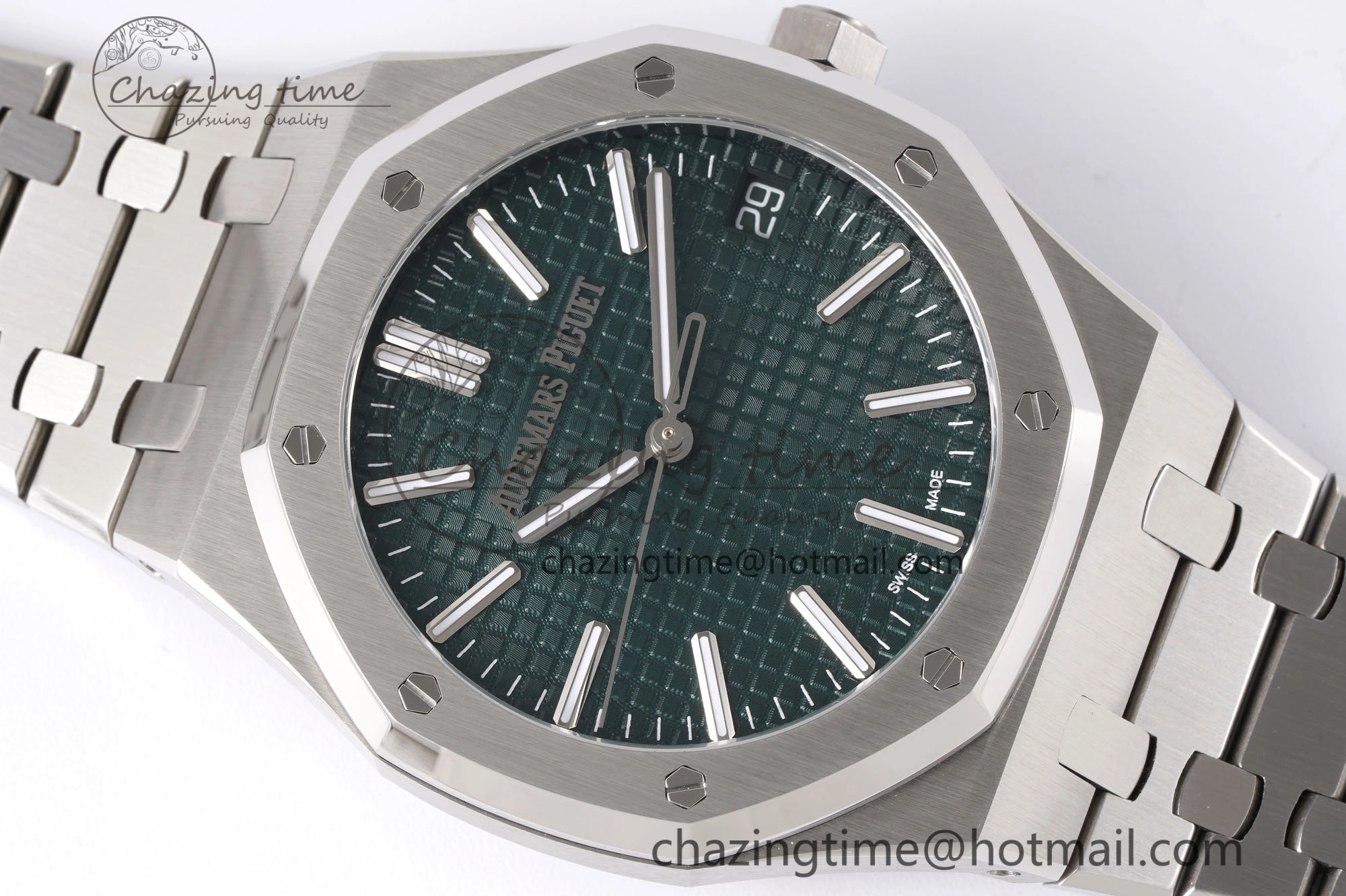 Royal Oak 41mm 15510 “50th Anniversary” SS APSF 1:1 Best Edition Green Dial on SS Bracelet SA4302 Super Clone