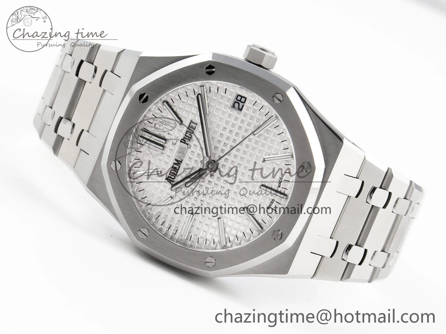 Royal Oak 41mm 15510 “50th Anniversary” SS APSF 1:1 Best Edition White Dial on SS Bracelet SA4302 Super Clone