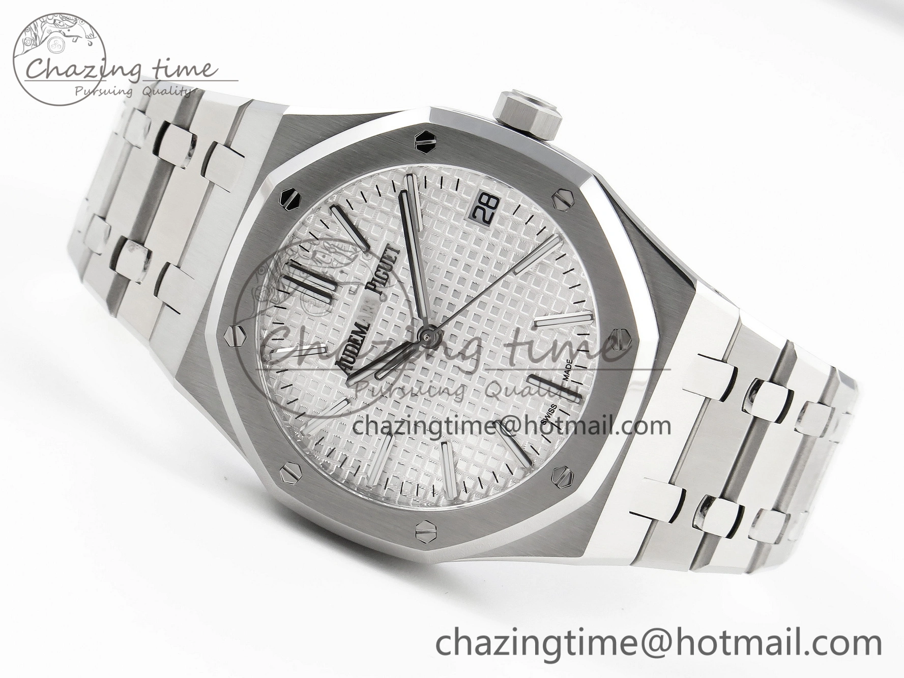 Royal Oak 41mm 15510 “50th Anniversary” SS APSF 1:1 Best Edition White Dial on SS Bracelet SA4302 Super Clone