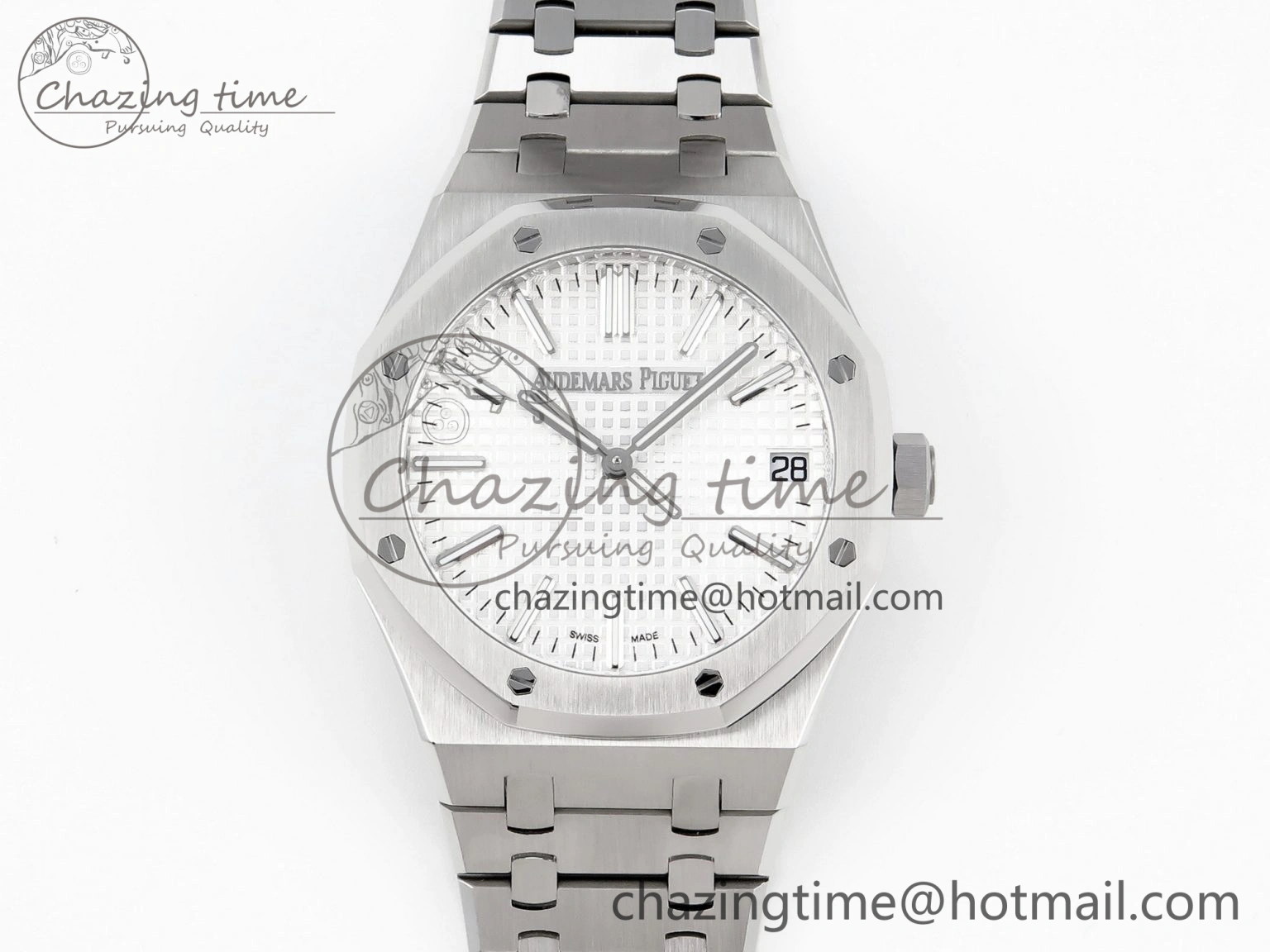 Royal Oak 41mm 15510 “50th Anniversary” SS APSF 1:1 Best Edition White Dial on SS Bracelet SA4302 Super Clone