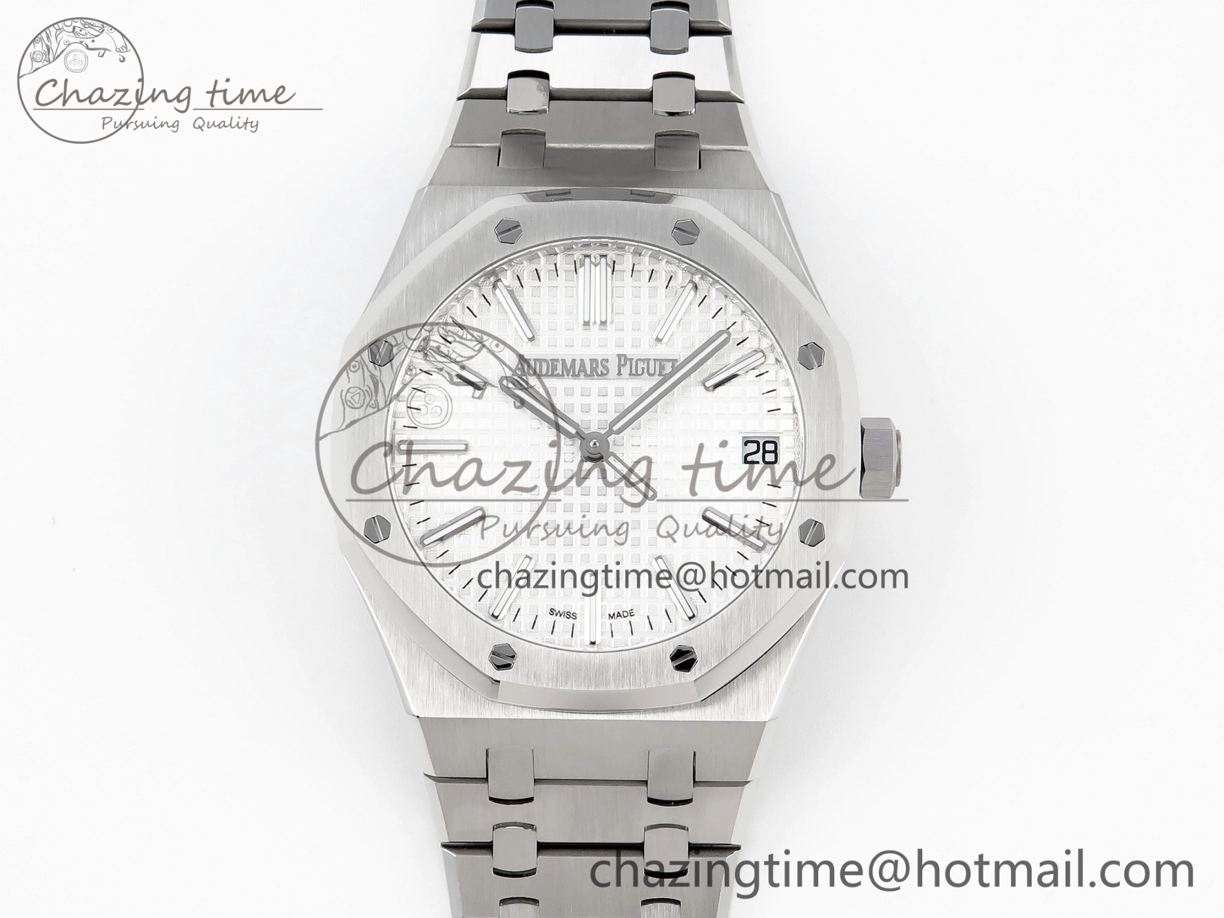 Royal Oak 41mm 15510 “50th Anniversary” SS APSF 1:1 Best Edition White Dial on SS Bracelet SA4302 Super Clone