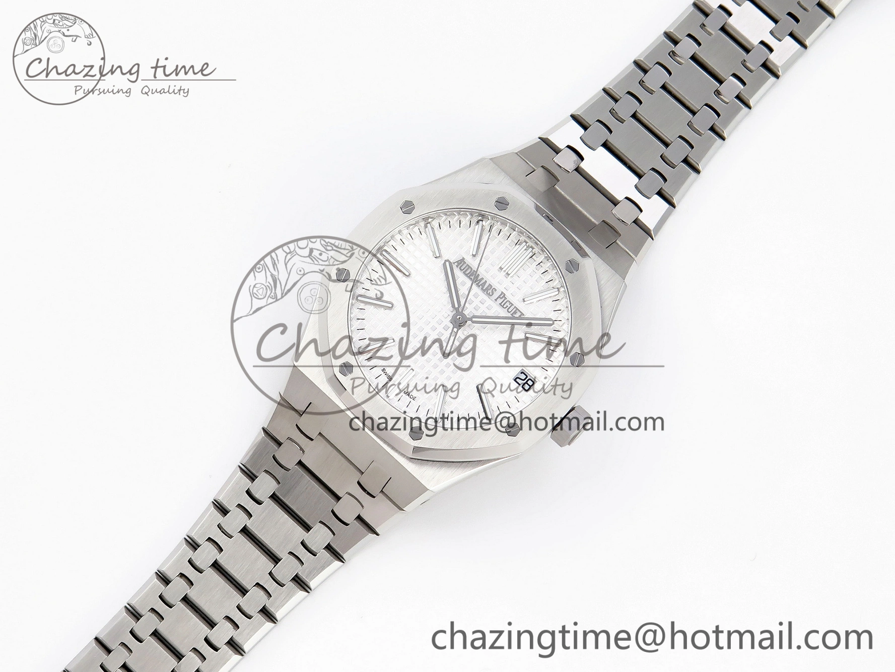 Royal Oak 41mm 15510 “50th Anniversary” SS APSF 1:1 Best Edition White Dial on SS Bracelet SA4302 Super Clone
