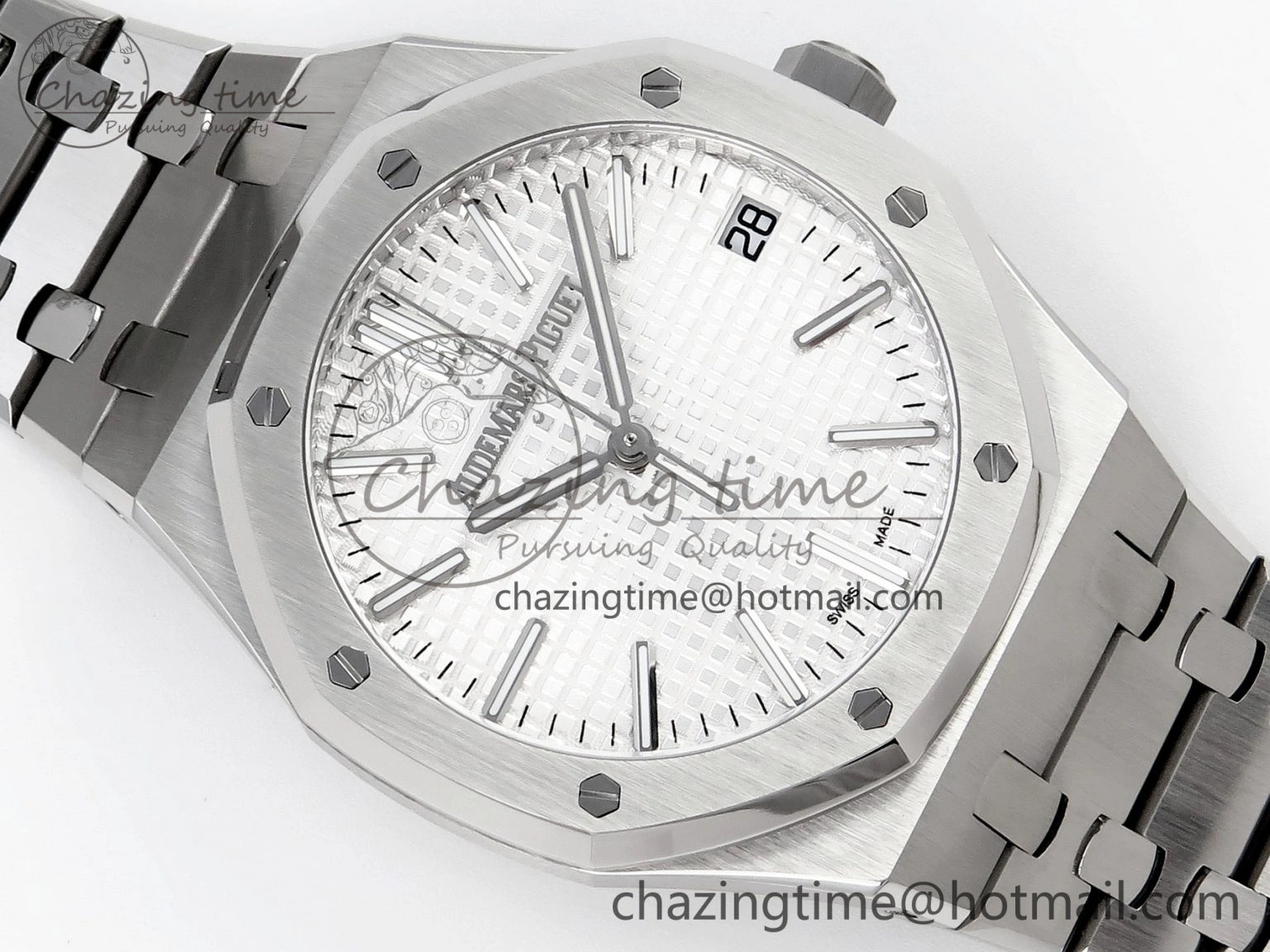 Royal Oak 41mm 15510 “50th Anniversary” SS APSF 1:1 Best Edition White Dial on SS Bracelet SA4302 Super Clone