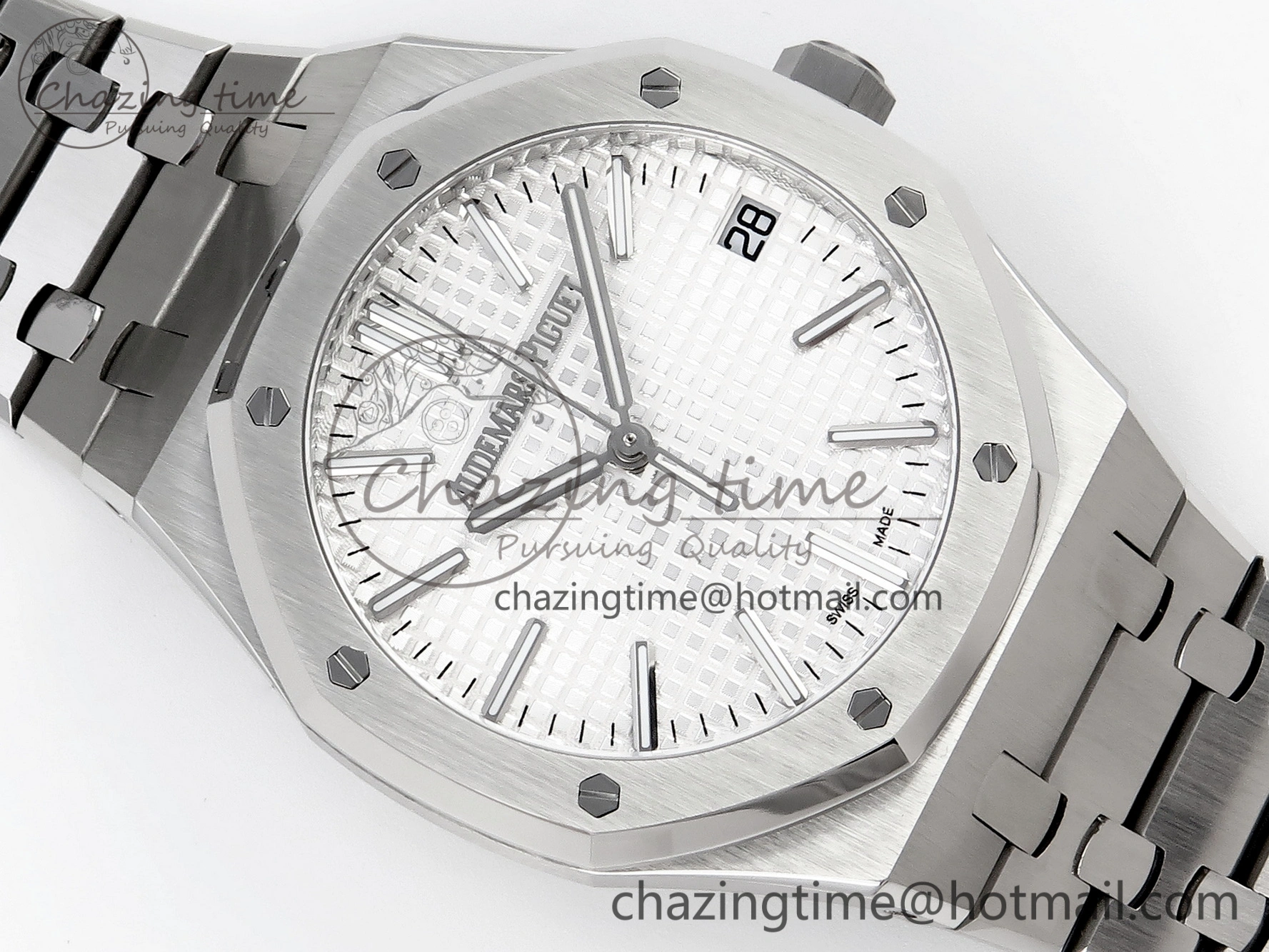 Royal Oak 41mm 15510 “50th Anniversary” SS APSF 1:1 Best Edition White Dial on SS Bracelet SA4302 Super Clone