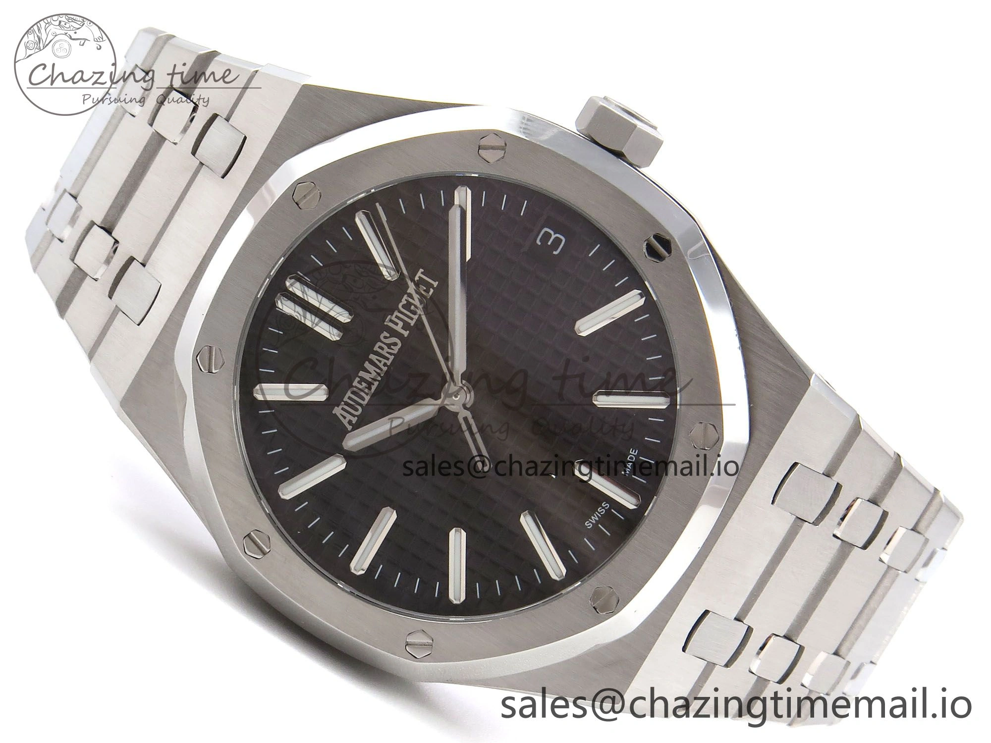 Royal Oak 41mm 15510 “50th Anniversary” SS IPF 1:1 Best Edition Black Textured Dial on SS Bracelet SA4302 Super Clone