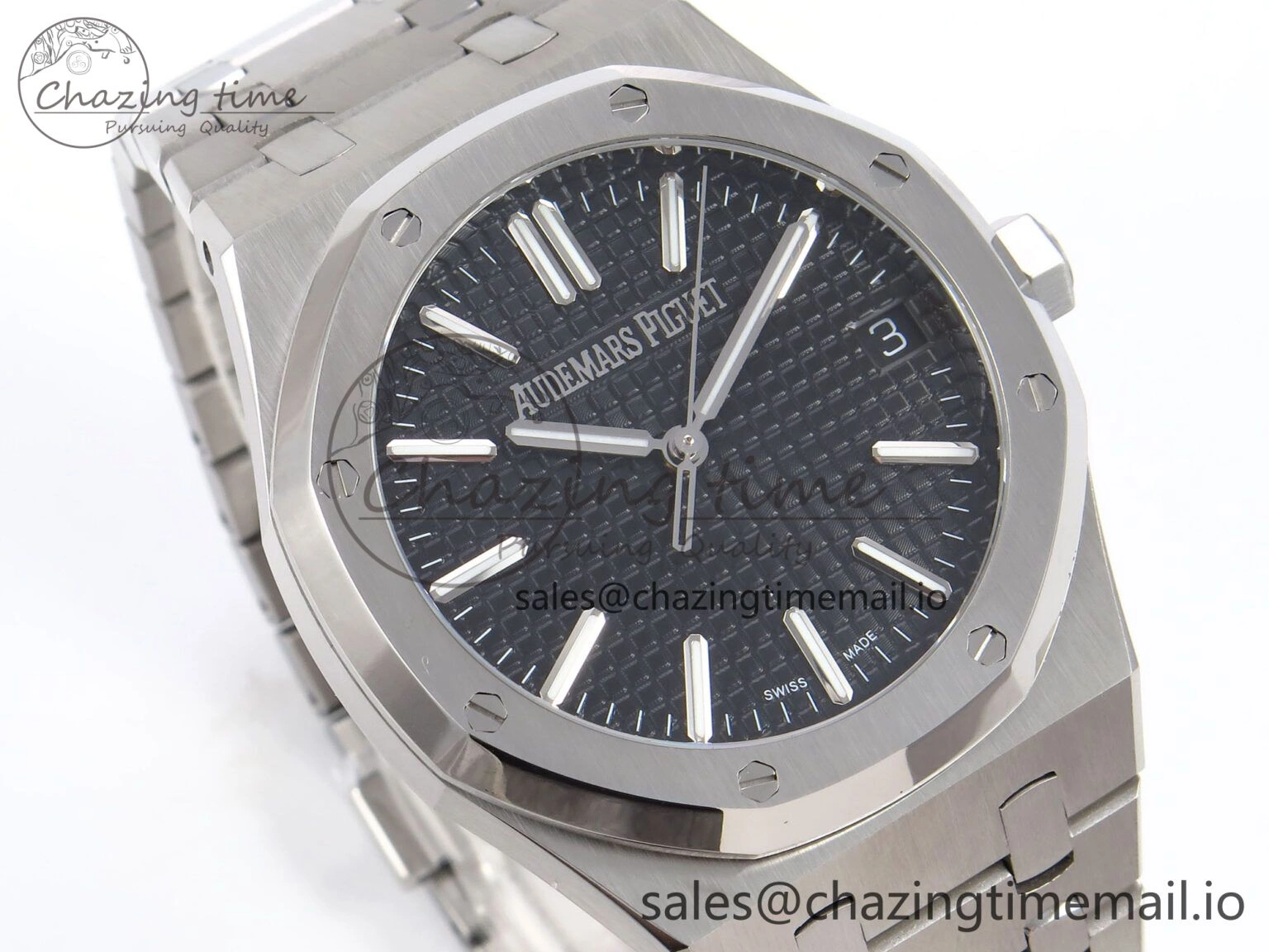 Royal Oak 41mm 15510 “50th Anniversary” SS IPF 1:1 Best Edition Black Textured Dial on SS Bracelet SA4302 Super Clone
