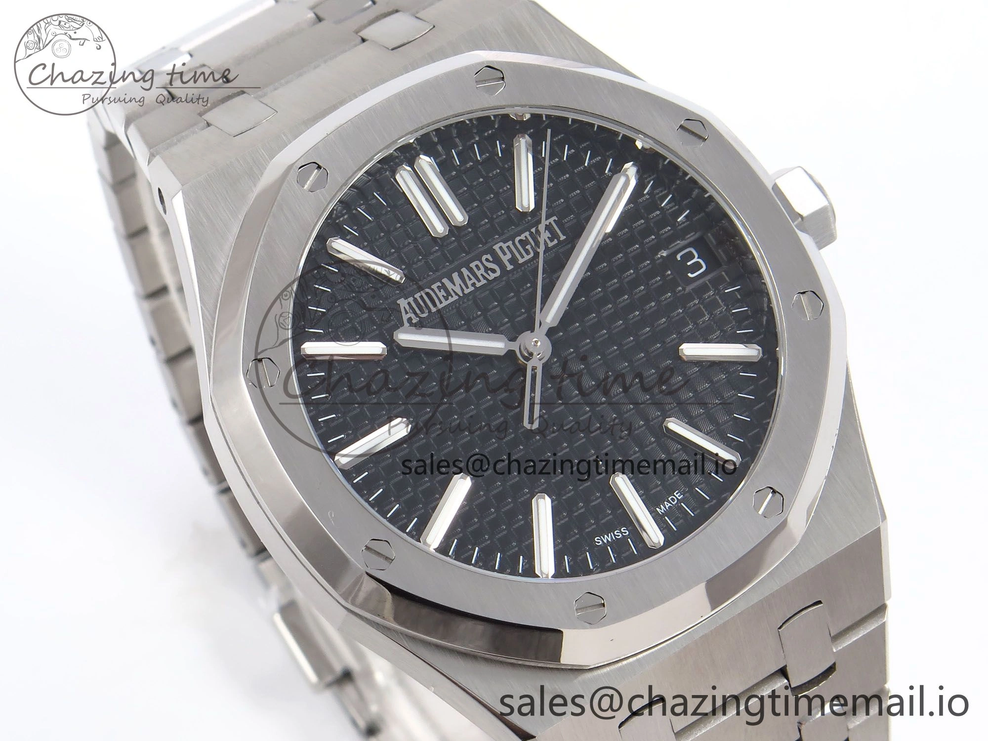 Royal Oak 41mm 15510 “50th Anniversary” SS IPF 1:1 Best Edition Black Textured Dial on SS Bracelet SA4302 Super Clone