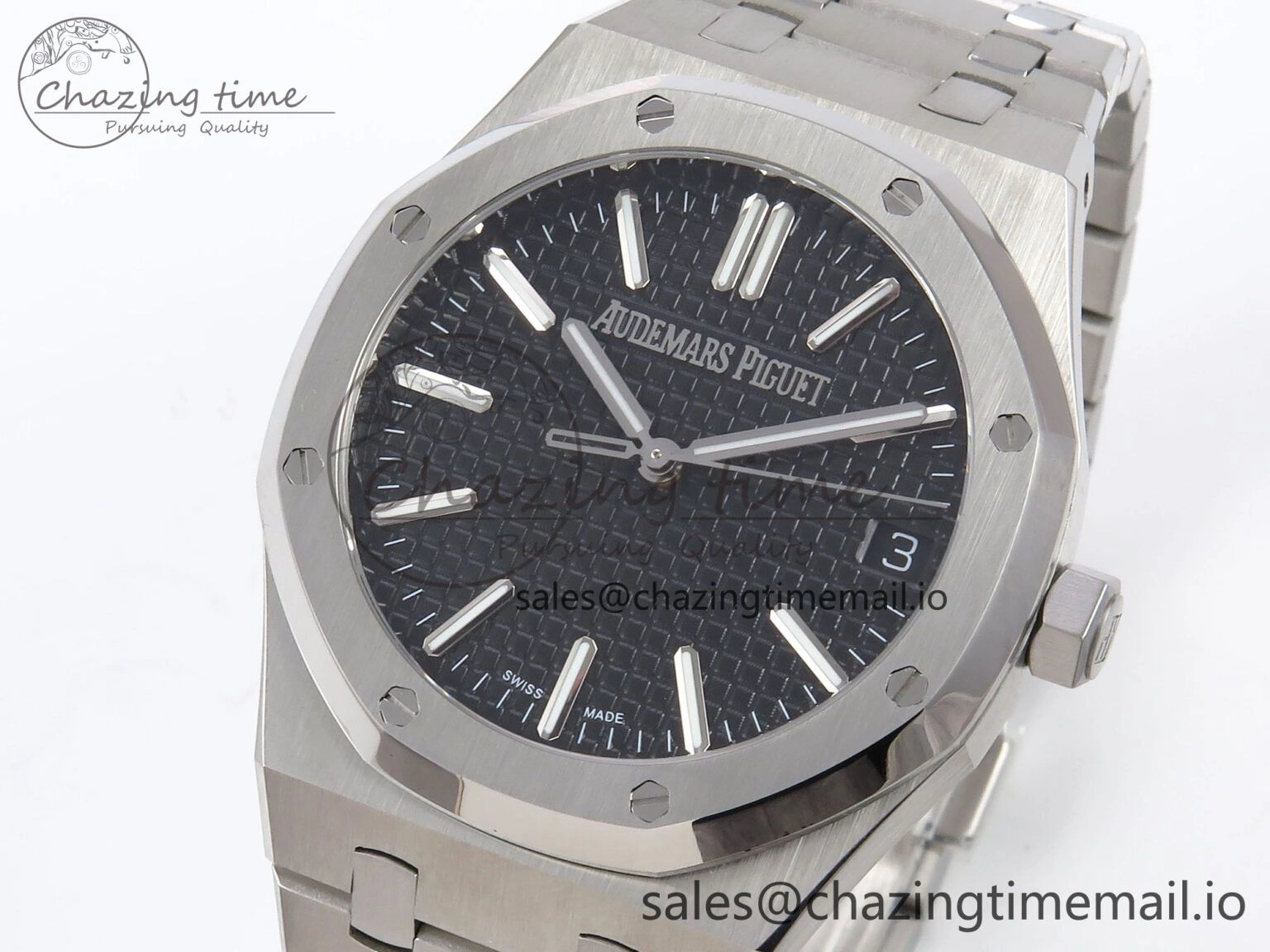 Royal Oak 41mm 15510 “50th Anniversary” SS IPF 1:1 Best Edition Black Textured Dial on SS Bracelet SA4302 Super Clone