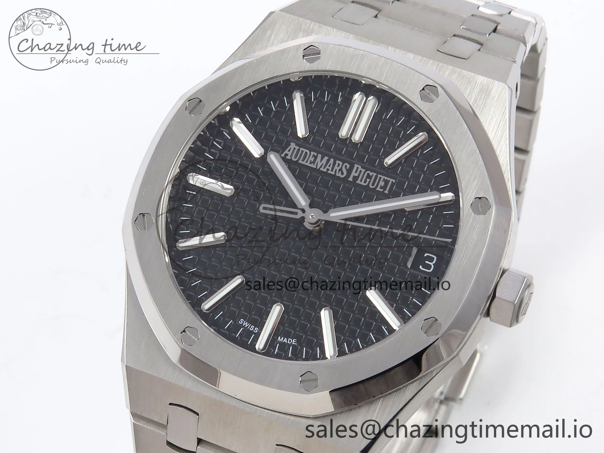 Royal Oak 41mm 15510 “50th Anniversary” SS IPF 1:1 Best Edition Black Textured Dial on SS Bracelet SA4302 Super Clone