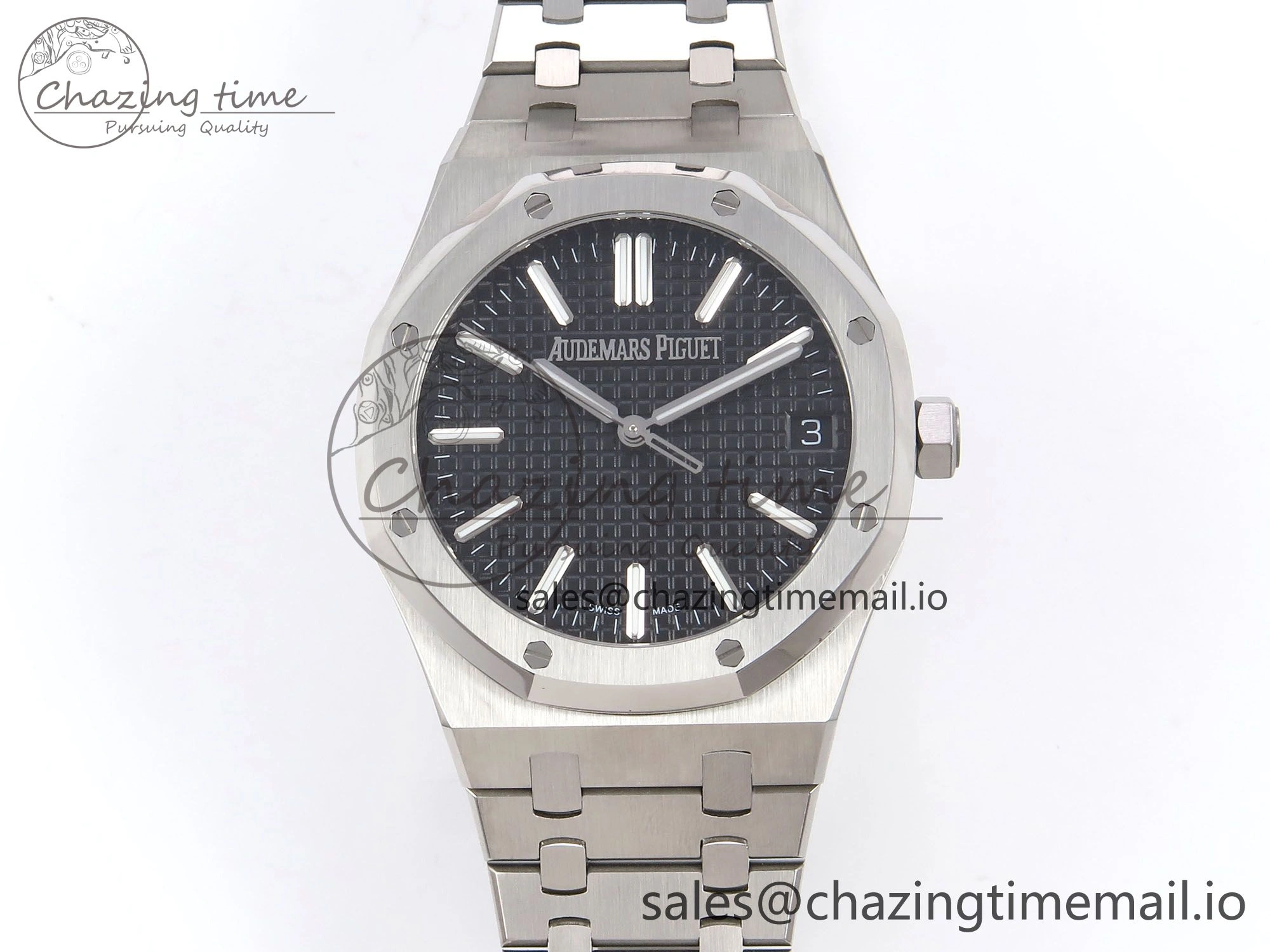 Royal Oak 41mm 15510 “50th Anniversary” SS IPF 1:1 Best Edition Black Textured Dial on SS Bracelet SA4302 Super Clone