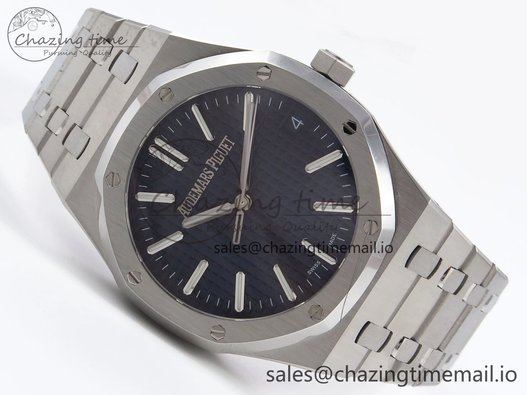 Royal Oak 41mm 15510 “50th Anniversary” SS IPF 1:1 Best Edition Blue Textured Dial on SS Bracelet SA4302 Super Clone