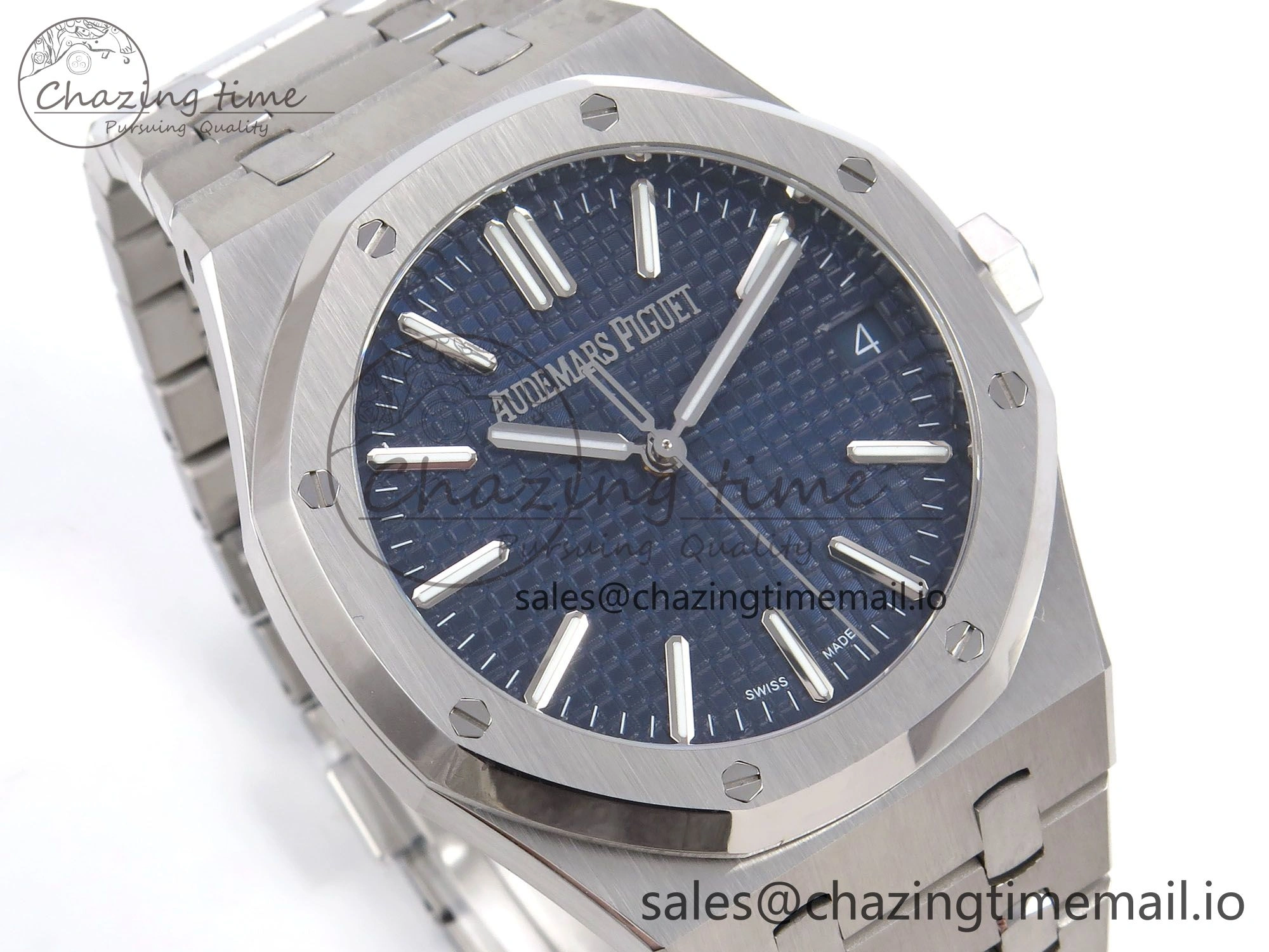 Royal Oak 41mm 15510 “50th Anniversary” SS IPF 1:1 Best Edition Blue Textured Dial on SS Bracelet SA4302 Super Clone