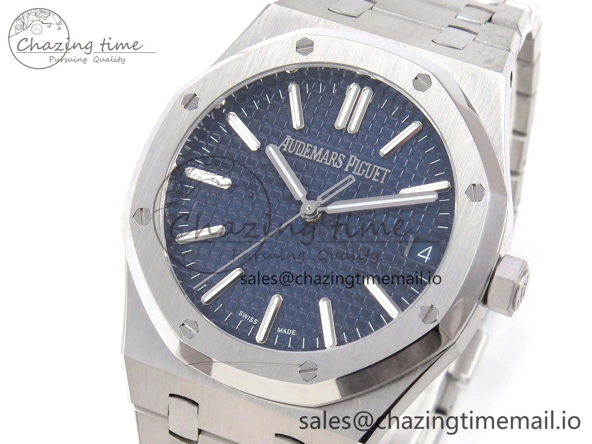 Royal Oak 41mm 15510 “50th Anniversary” SS IPF 1:1 Best Edition Blue Textured Dial on SS Bracelet SA4302 Super Clone