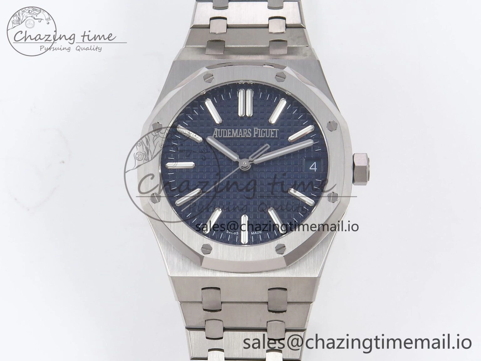 Royal Oak 41mm 15510 “50th Anniversary” SS IPF 1:1 Best Edition Blue Textured Dial on SS Bracelet SA4302 Super Clone