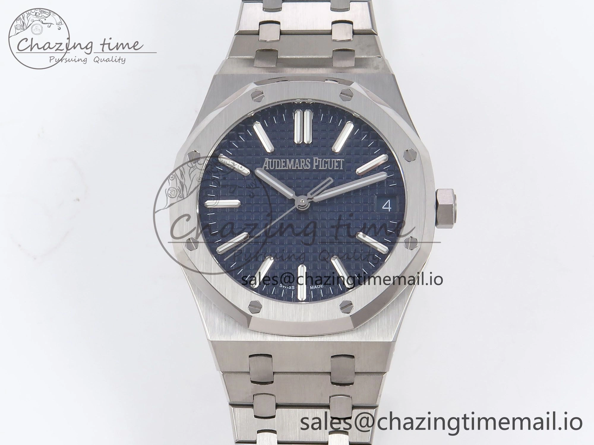 Royal Oak 41mm 15510 “50th Anniversary” SS IPF 1:1 Best Edition Blue Textured Dial on SS Bracelet SA4302 Super Clone