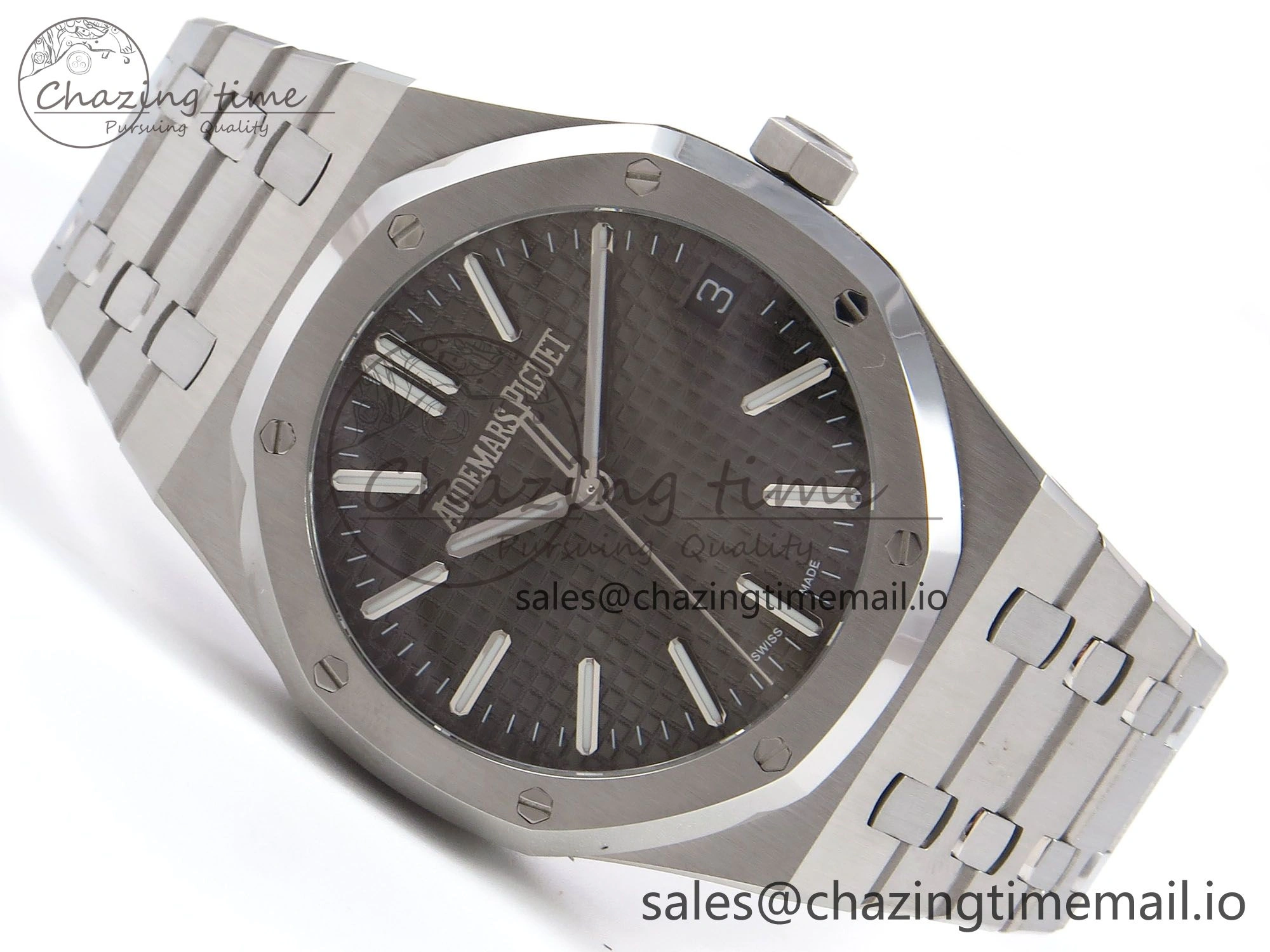 Royal Oak 41mm 15510 “50th Anniversary” SS IPF 1:1 Best Edition Gray Textured Dial on SS Bracelet SA4302 Super Clone