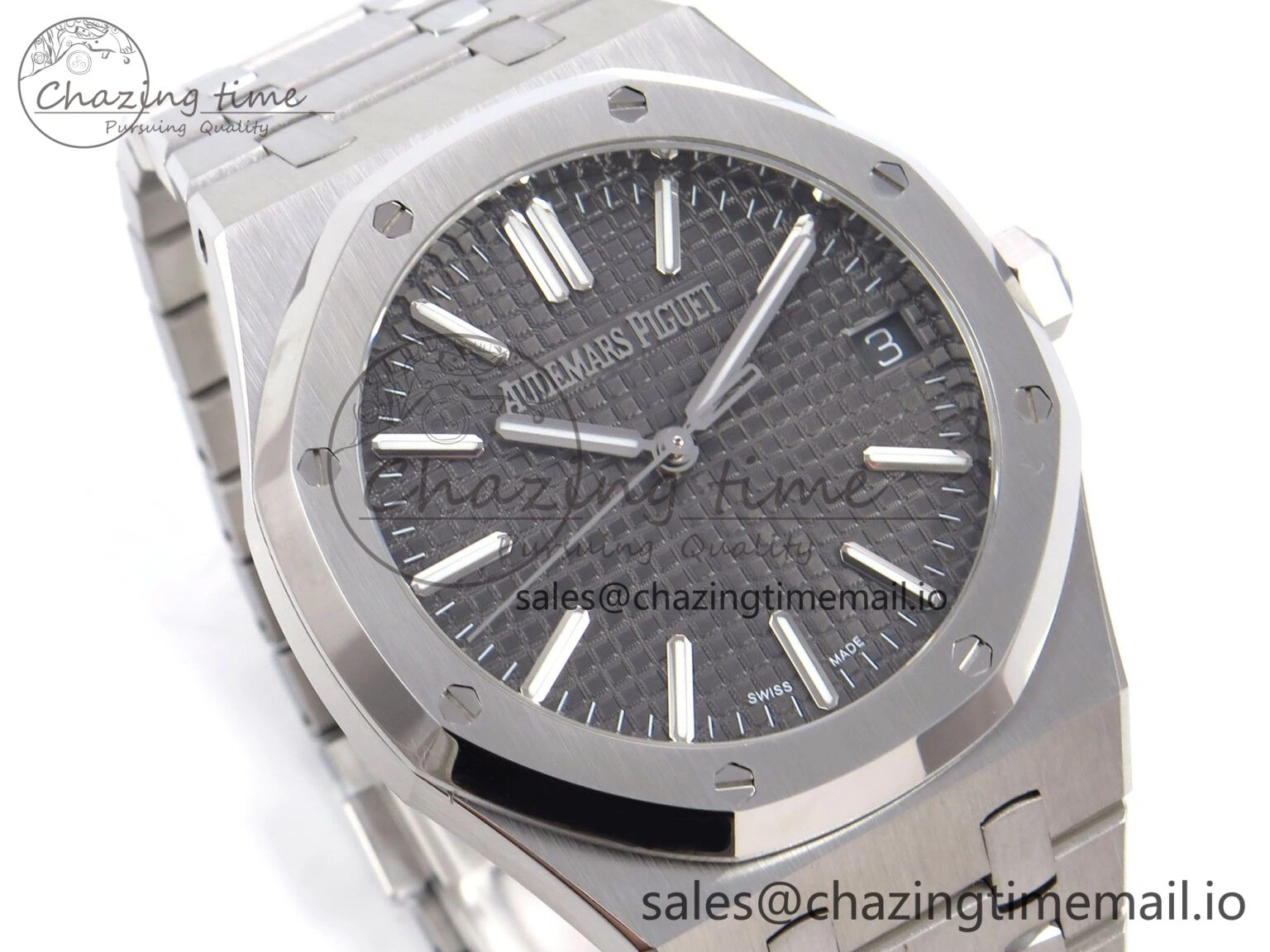 Royal Oak 41mm 15510 “50th Anniversary” SS IPF 1:1 Best Edition Gray Textured Dial on SS Bracelet SA4302 Super Clone
