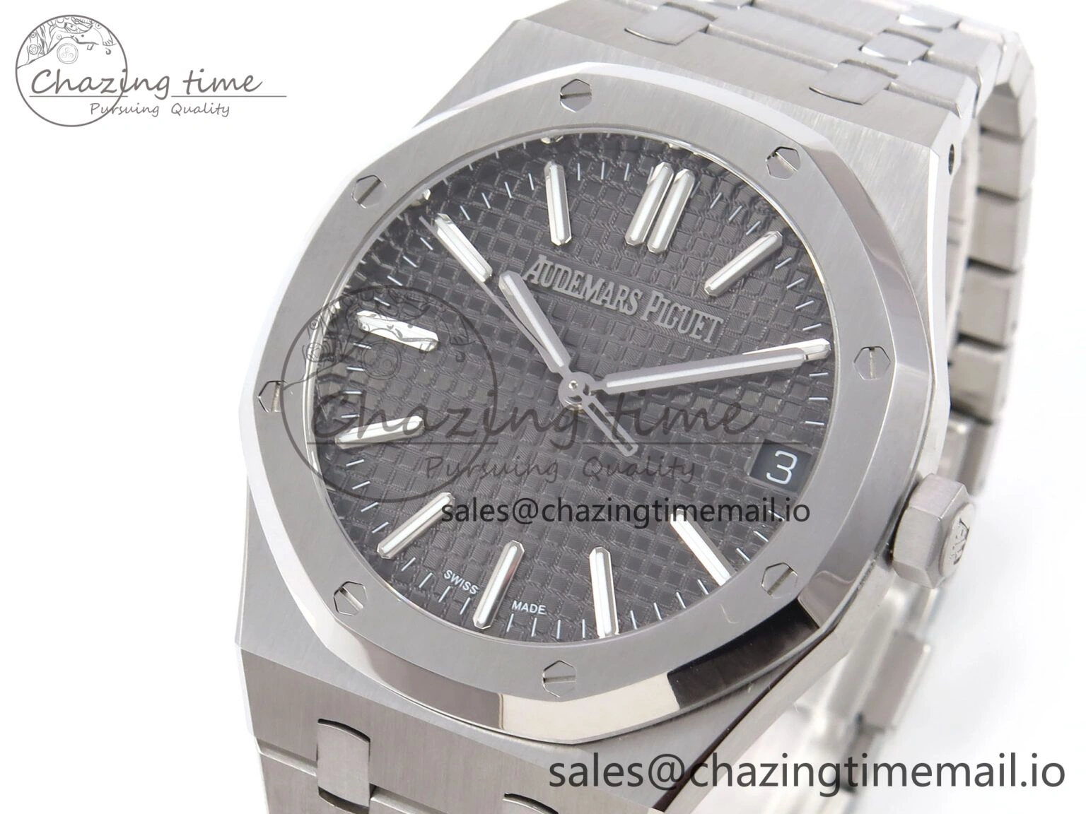 Royal Oak 41mm 15510 “50th Anniversary” SS IPF 1:1 Best Edition Gray Textured Dial on SS Bracelet SA4302 Super Clone