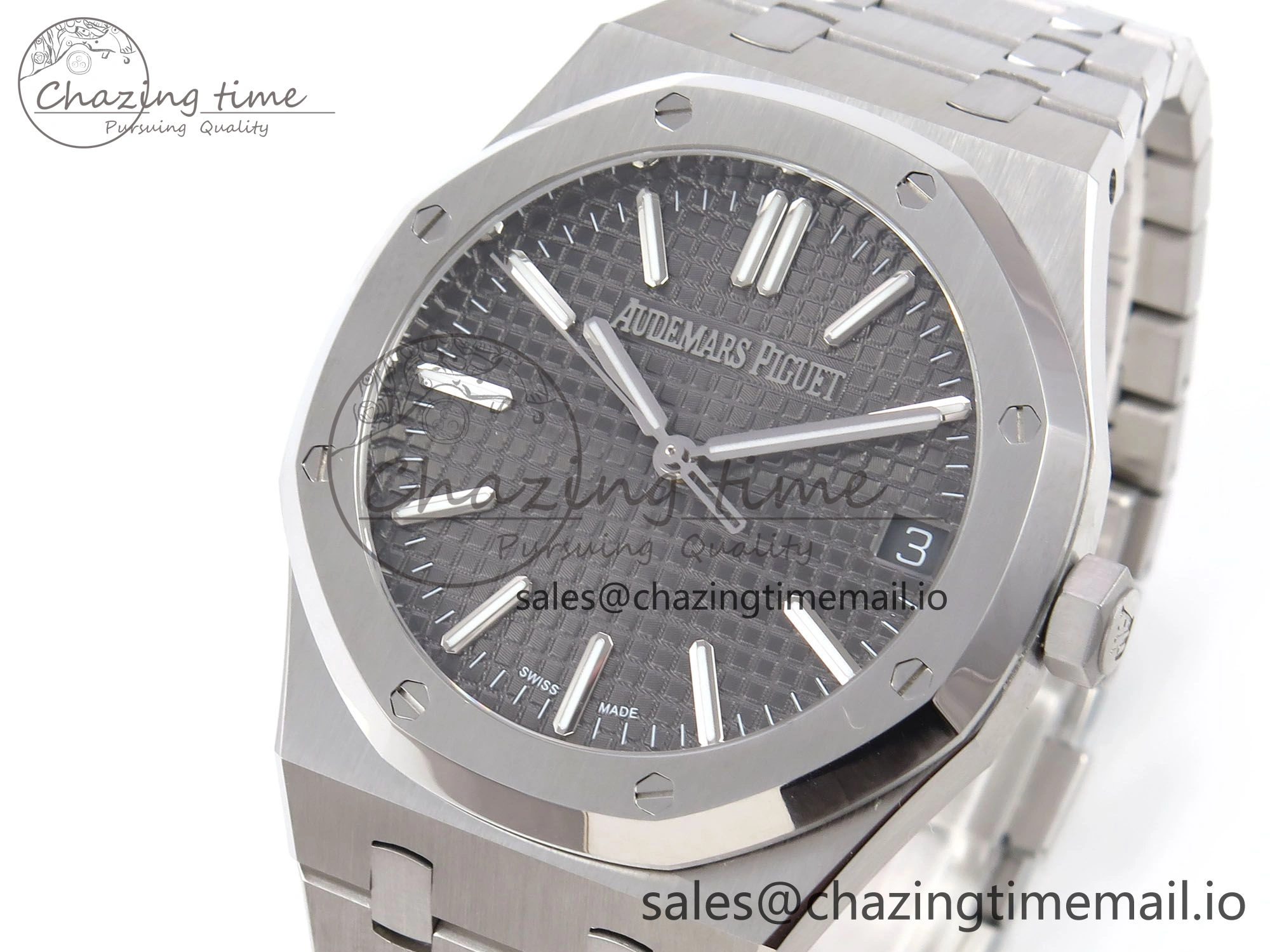 Royal Oak 41mm 15510 “50th Anniversary” SS IPF 1:1 Best Edition Gray Textured Dial on SS Bracelet SA4302 Super Clone