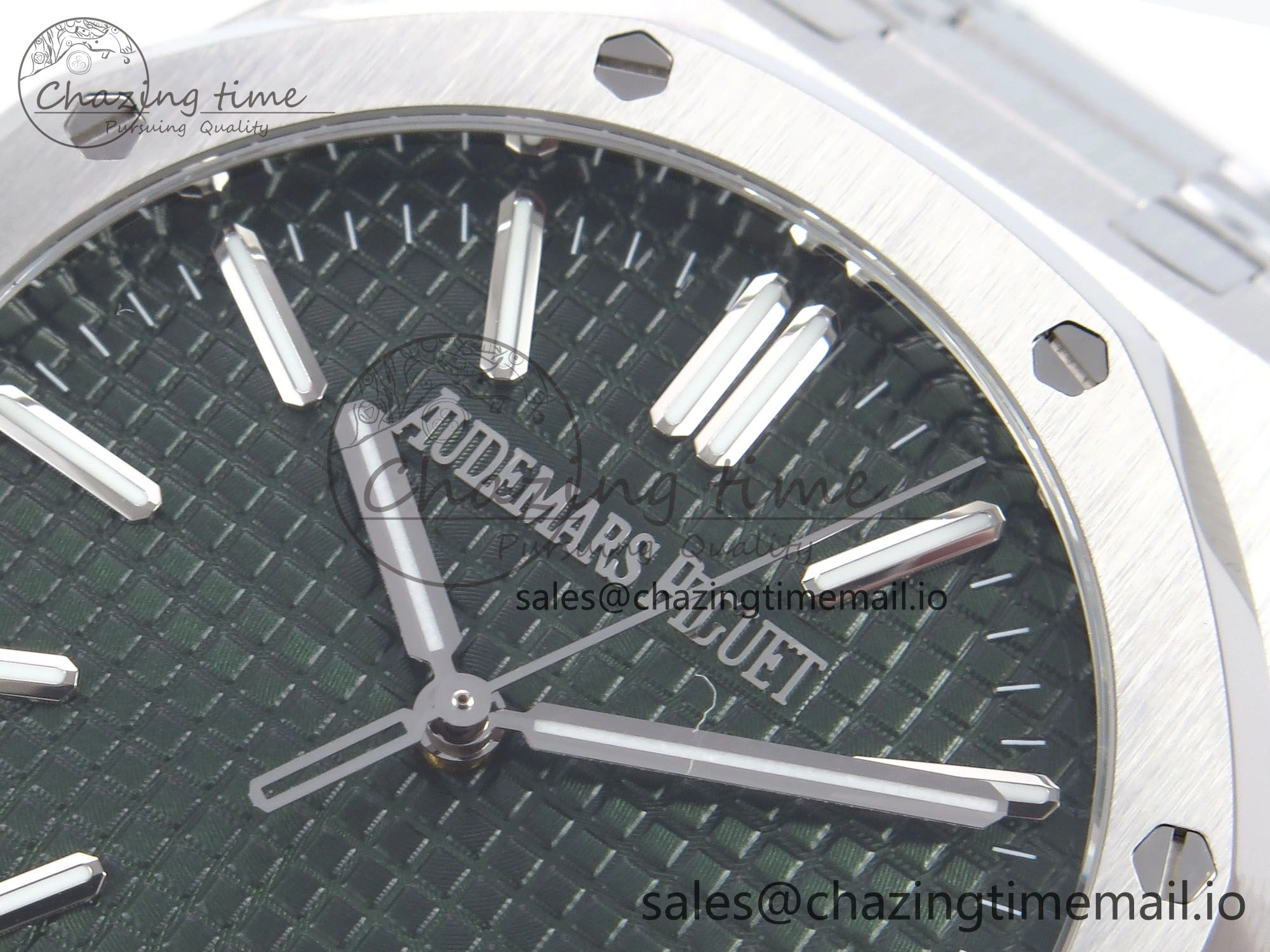 Royal Oak 41mm 15510 “50th Anniversary” SS IPF 1:1 Best Edition Green Textured Dial on SS Bracelet SA4302 Super Clone