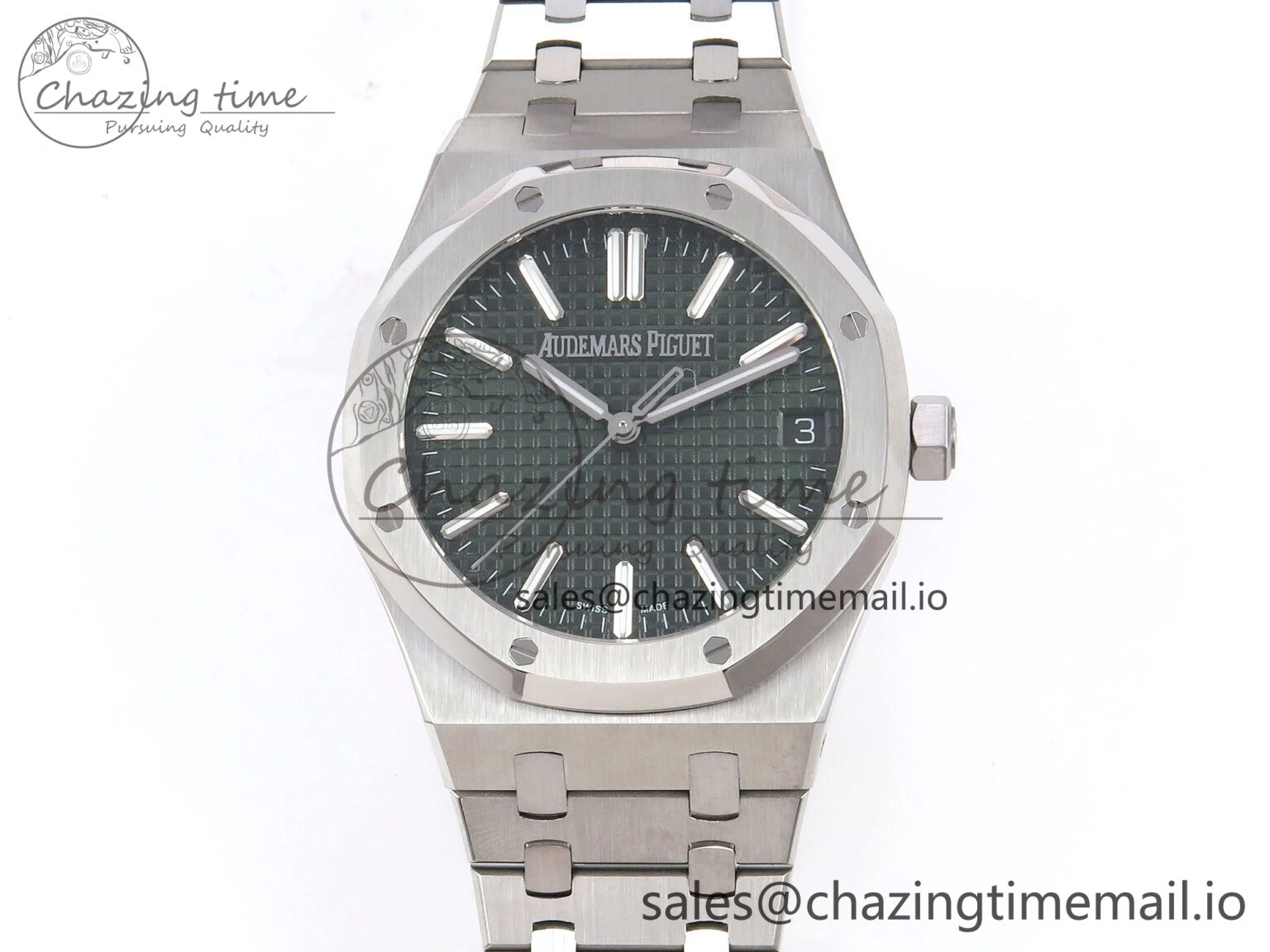 Royal Oak 41mm 15510 “50th Anniversary” SS IPF 1:1 Best Edition Green Textured Dial on SS Bracelet SA4302 Super Clone